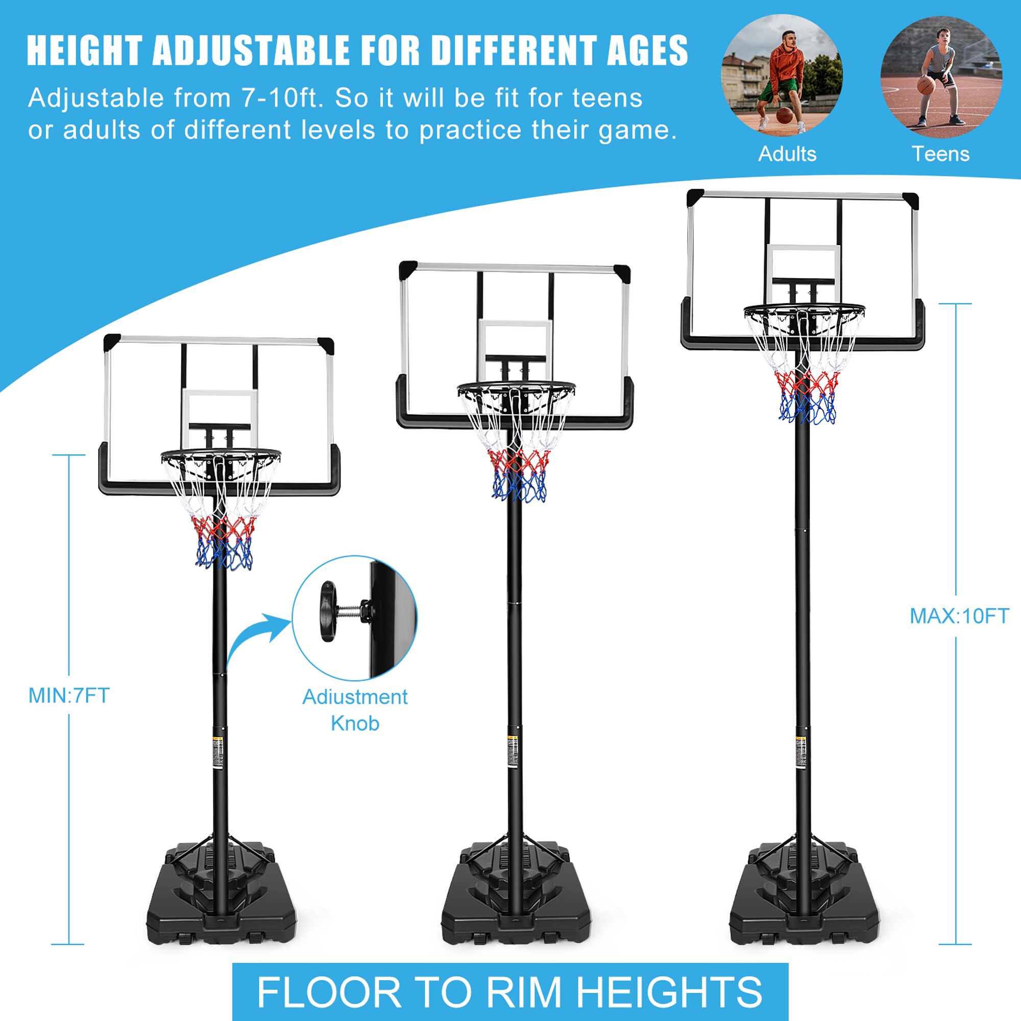 Portable Basketball Hoop Outdoor Indoor Basketball Goal System