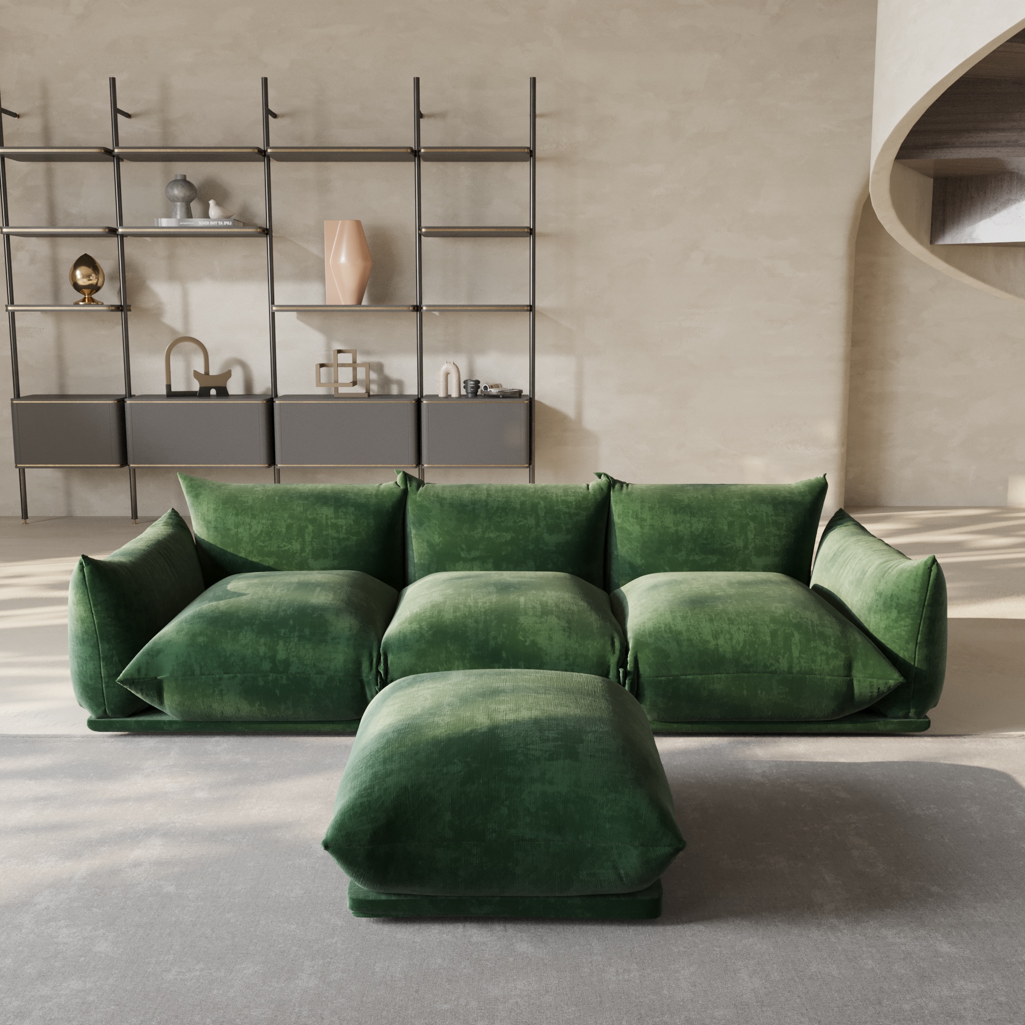 BuotiqHom DH-A-119GN-S3+1 104-in Modern Green Chenille 4 -seater Sectional