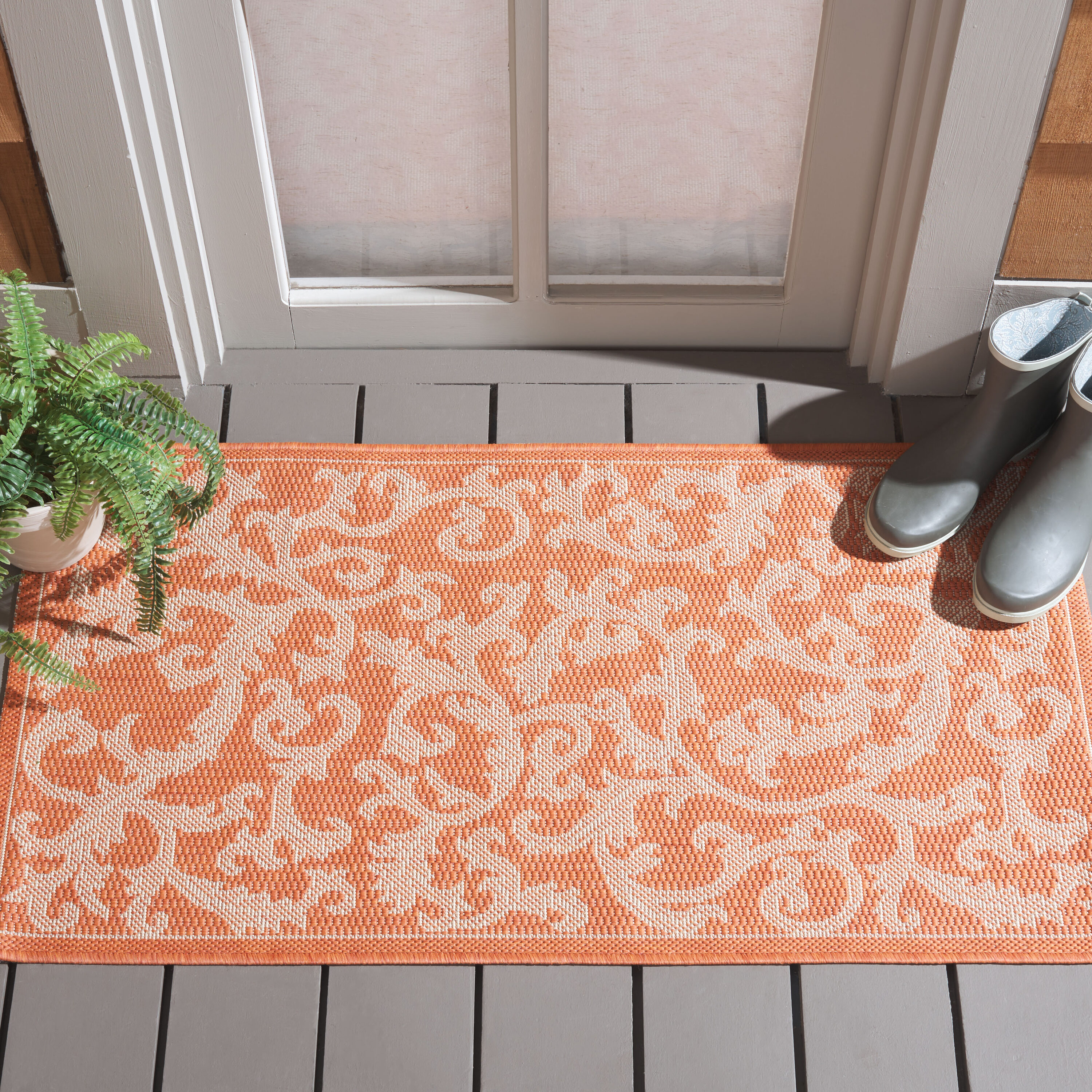 Courtyard 2653 Terracotta/Natural 2 x 4 Rectangular Area rug