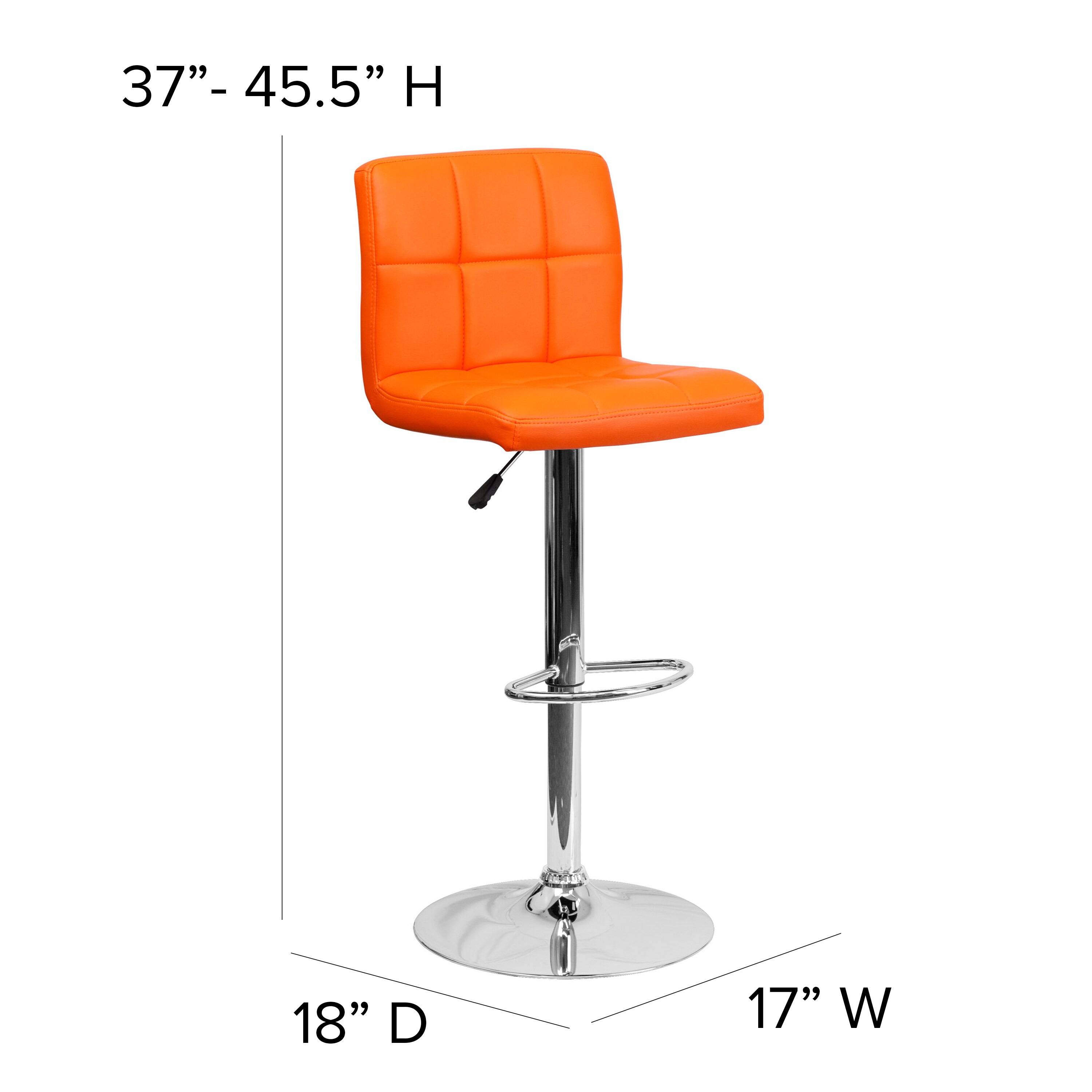Flash Furniture Orange 34-in H Adjustable height Upholstered Swivel ...