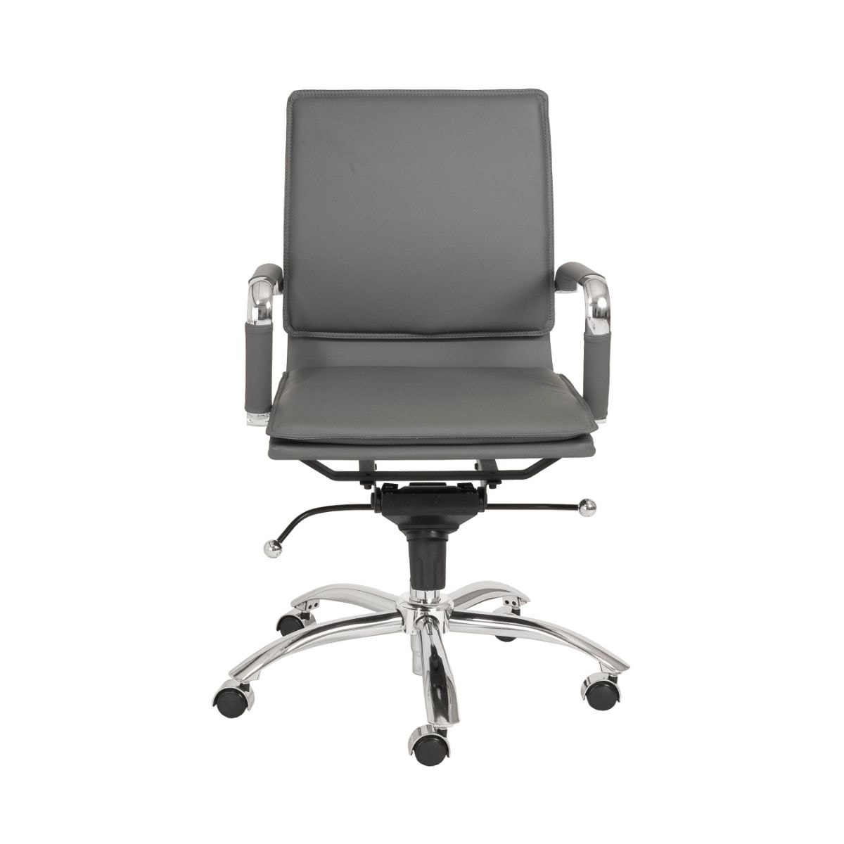 HomeRoots 370559 Amelia Gray Contemporary Adjustable Height Swivel Faux Leather Desk Chair