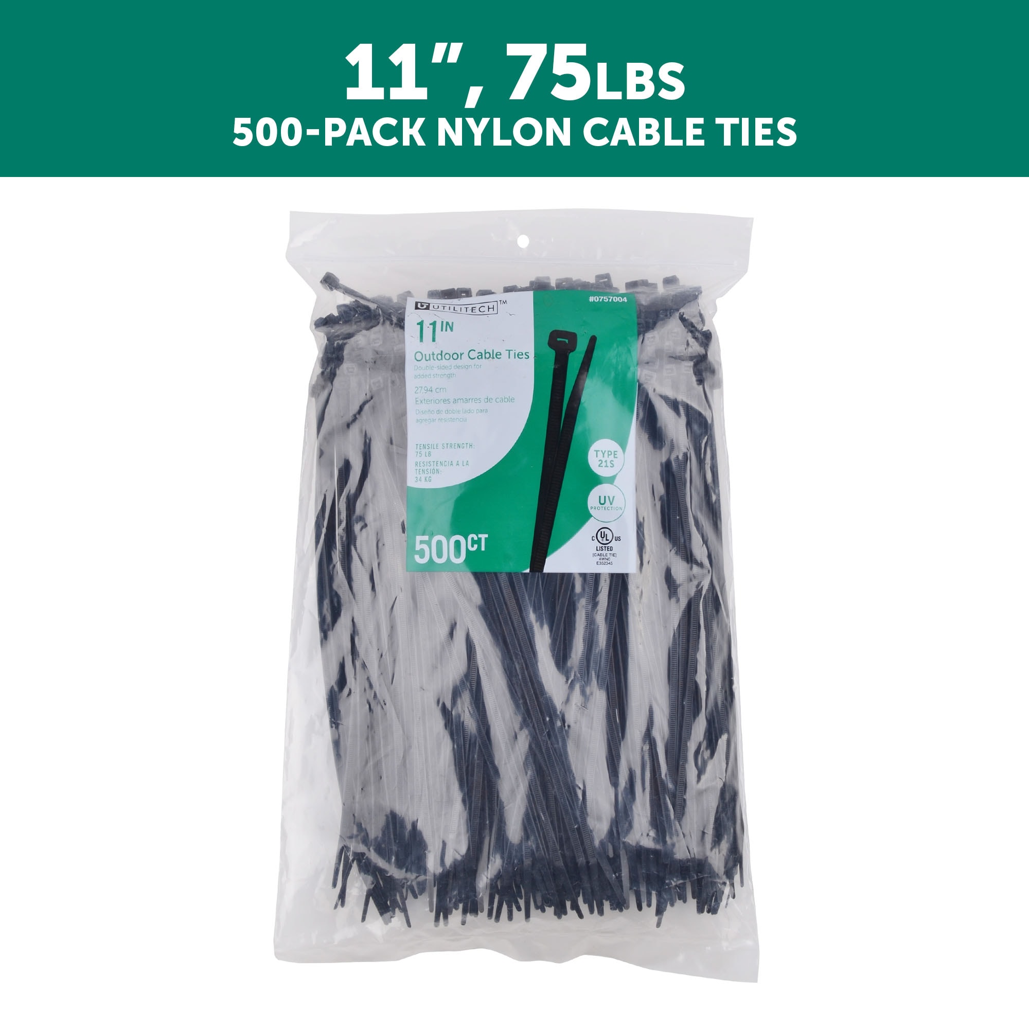 Utilitech Multiple Sizes Nylon Zip Ties Multiple Colors/Finishes (500-Pack)  in the Cable Zip Ties department at