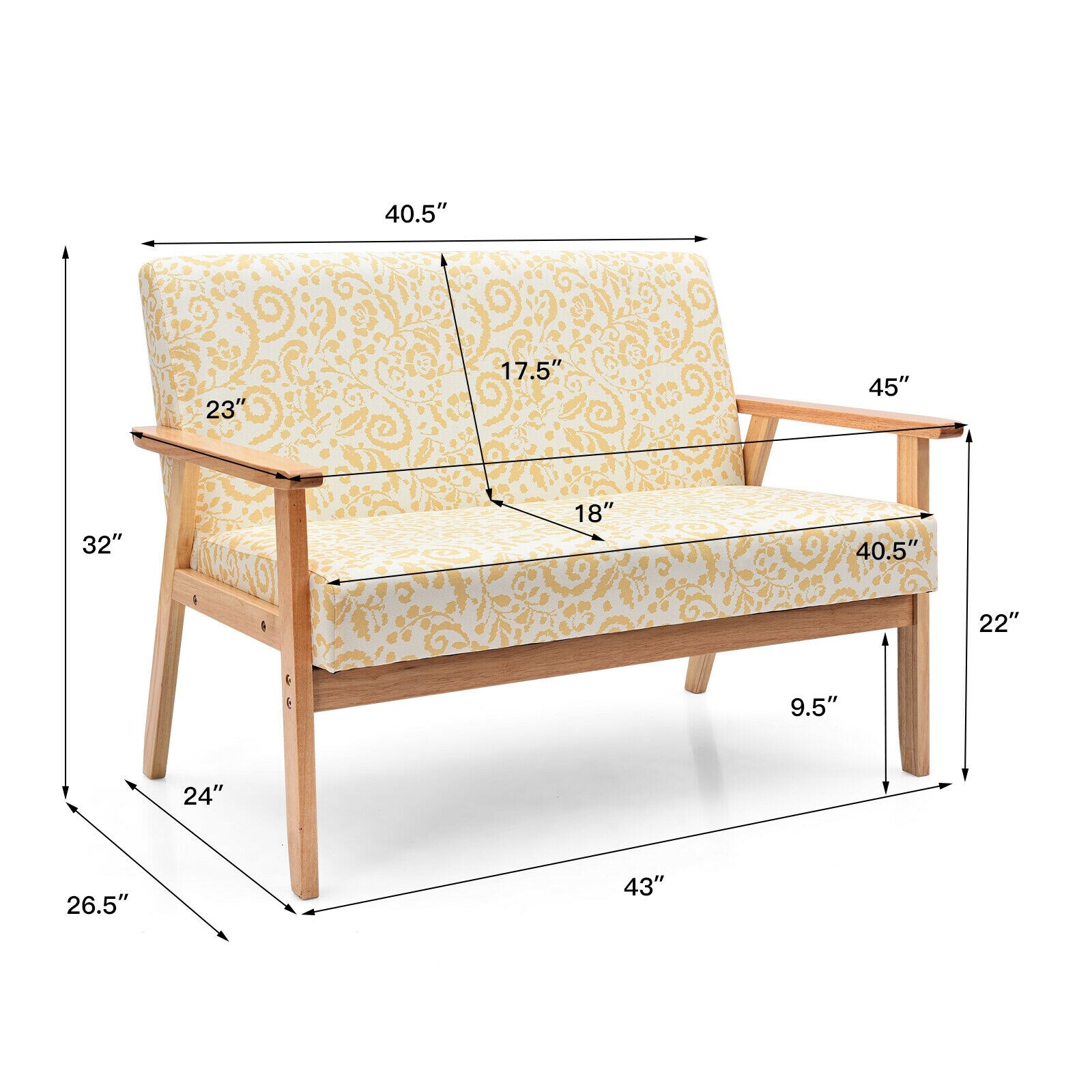 WELLFOR HW-HWY2-66545YW Sofas-Loveseats - View #2