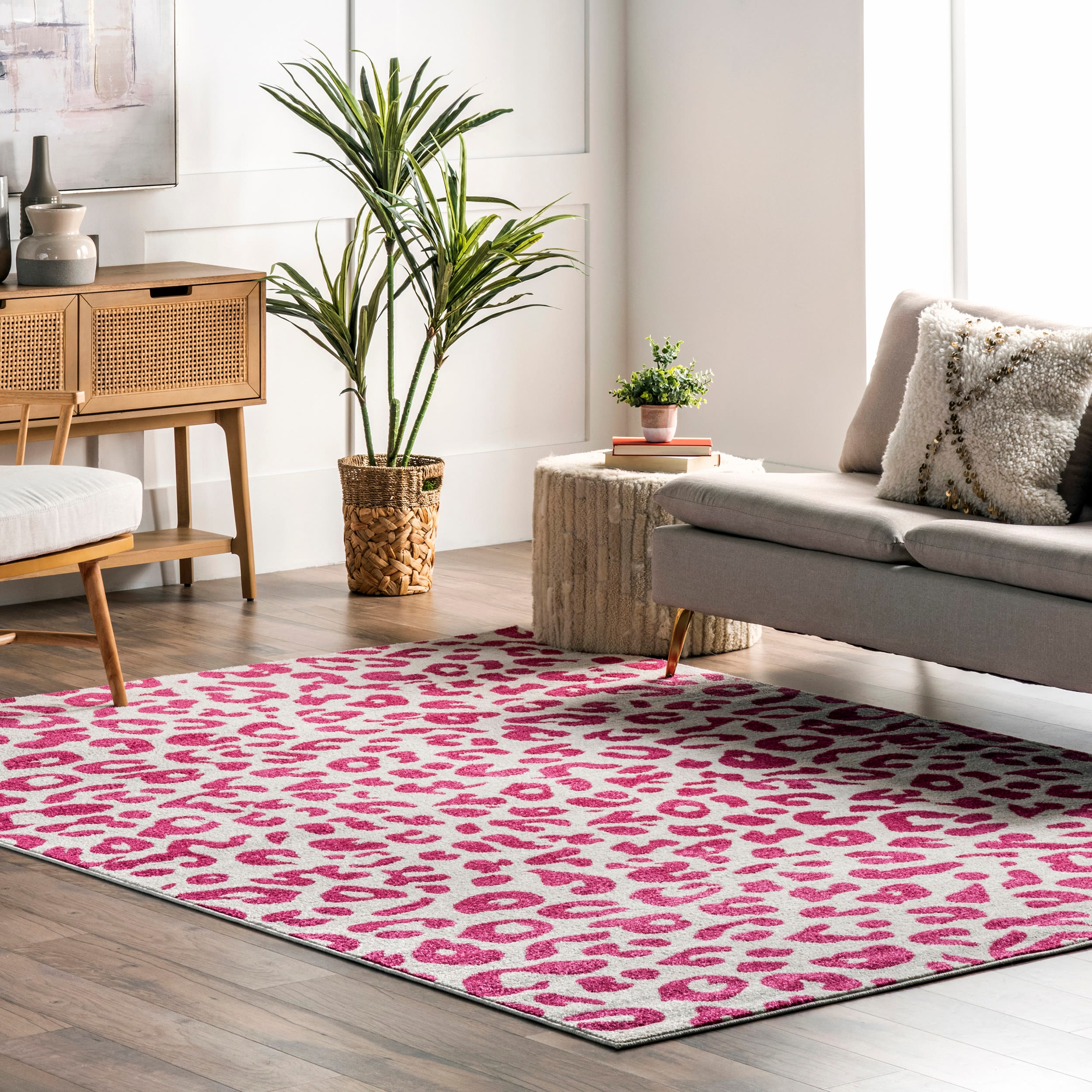  Hello Kitty Carpet, Pink Leopard Pattern, Rug, Floor