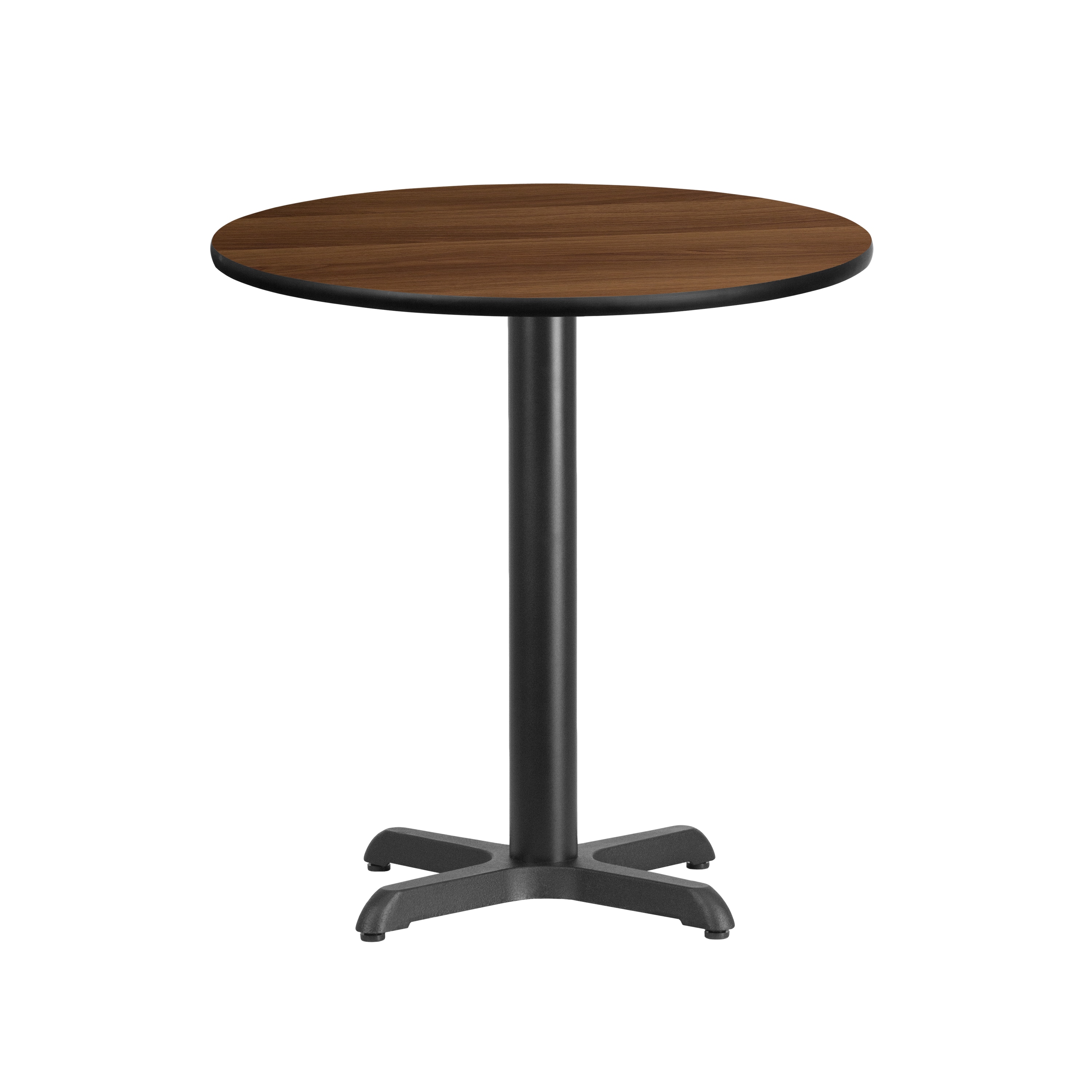 Flash Furniture 889142007517 Walnut Round Contemporary/Modern Dining Table, Wood veneer with Black Metal 24-in L x 31.13-in H