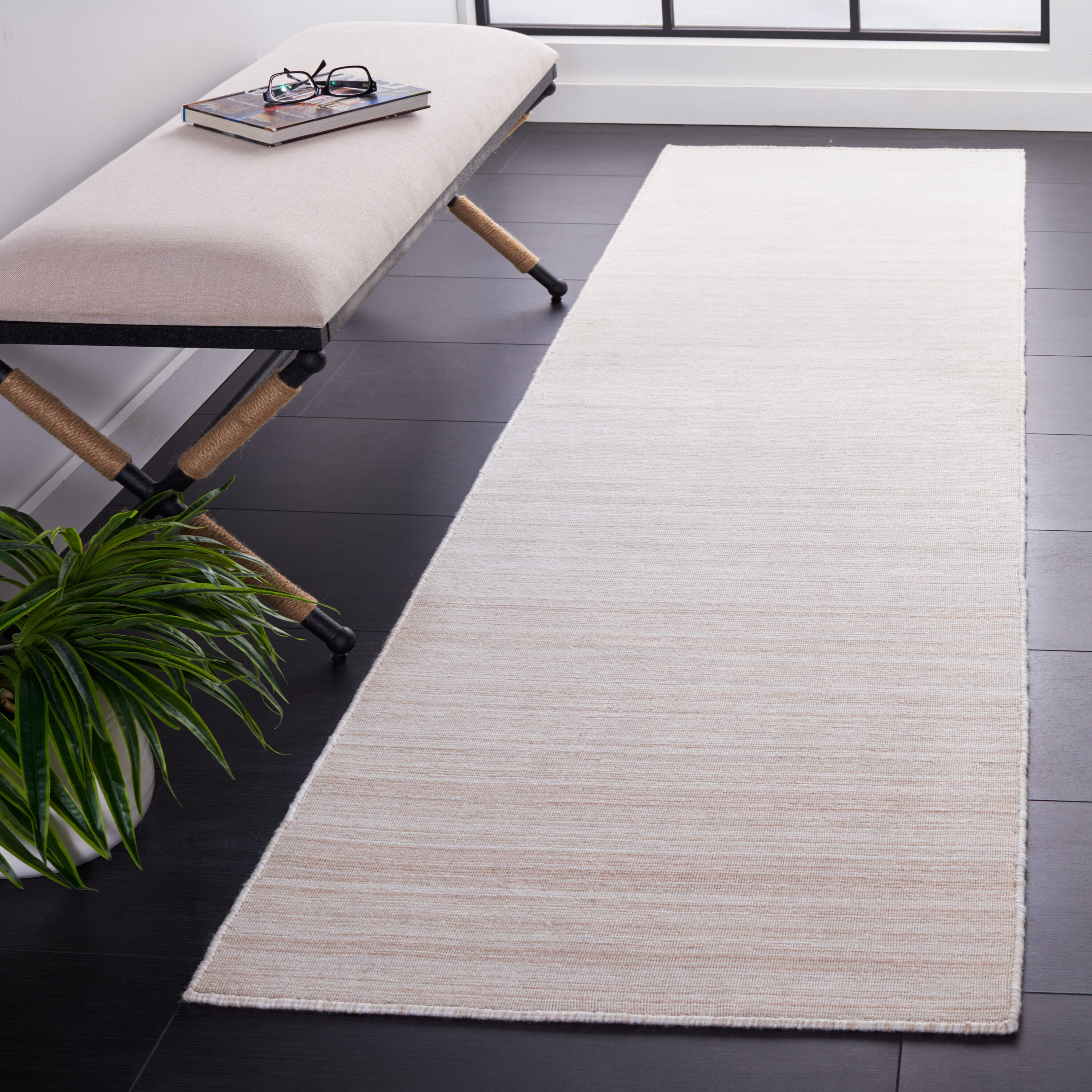  Kilim 303 Beige Solid / Tonal 2Ft-3In x 9Ft Runner Rug