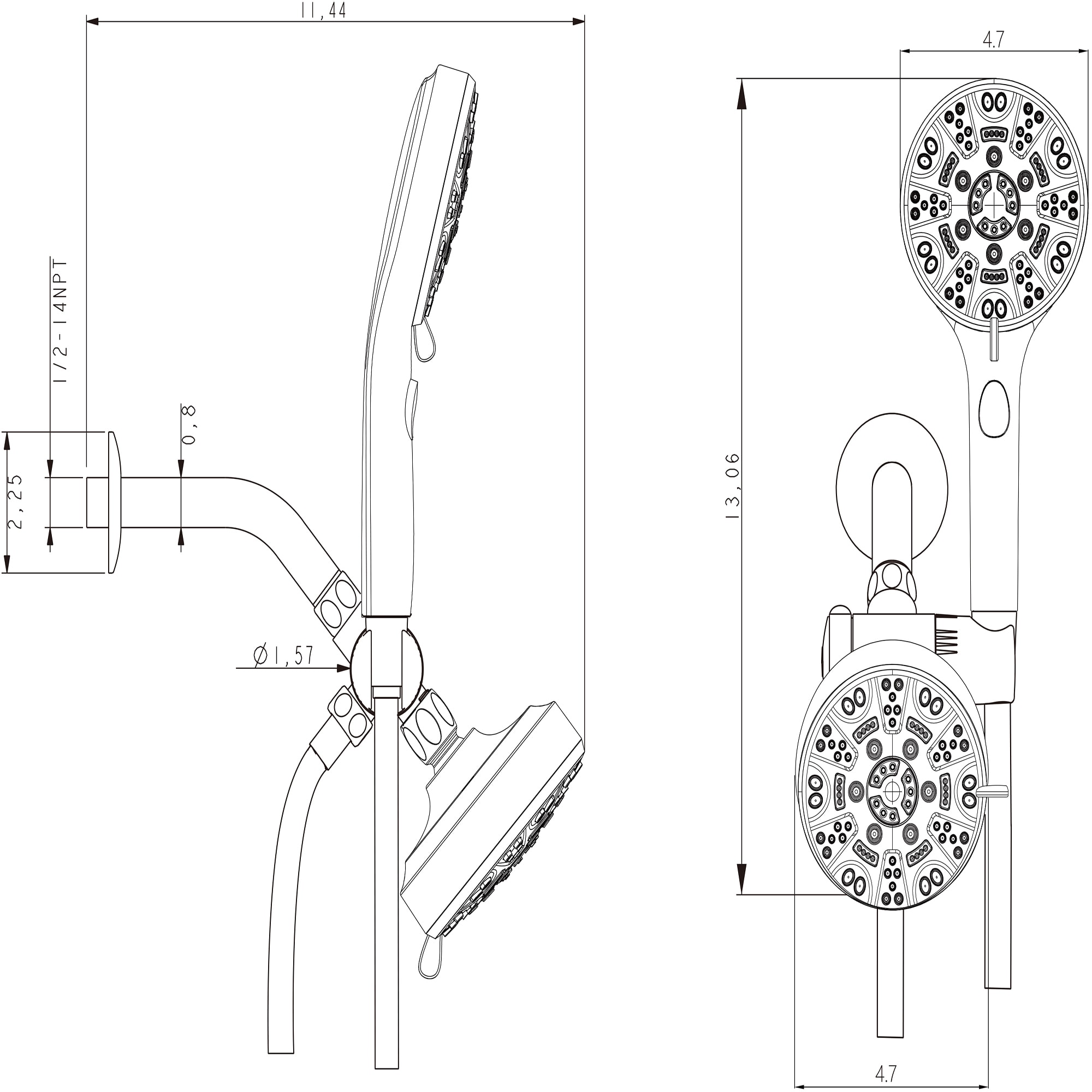 Vanityfus VFH-SLF17008-SS Showerhead-Bar-Panels - View #3