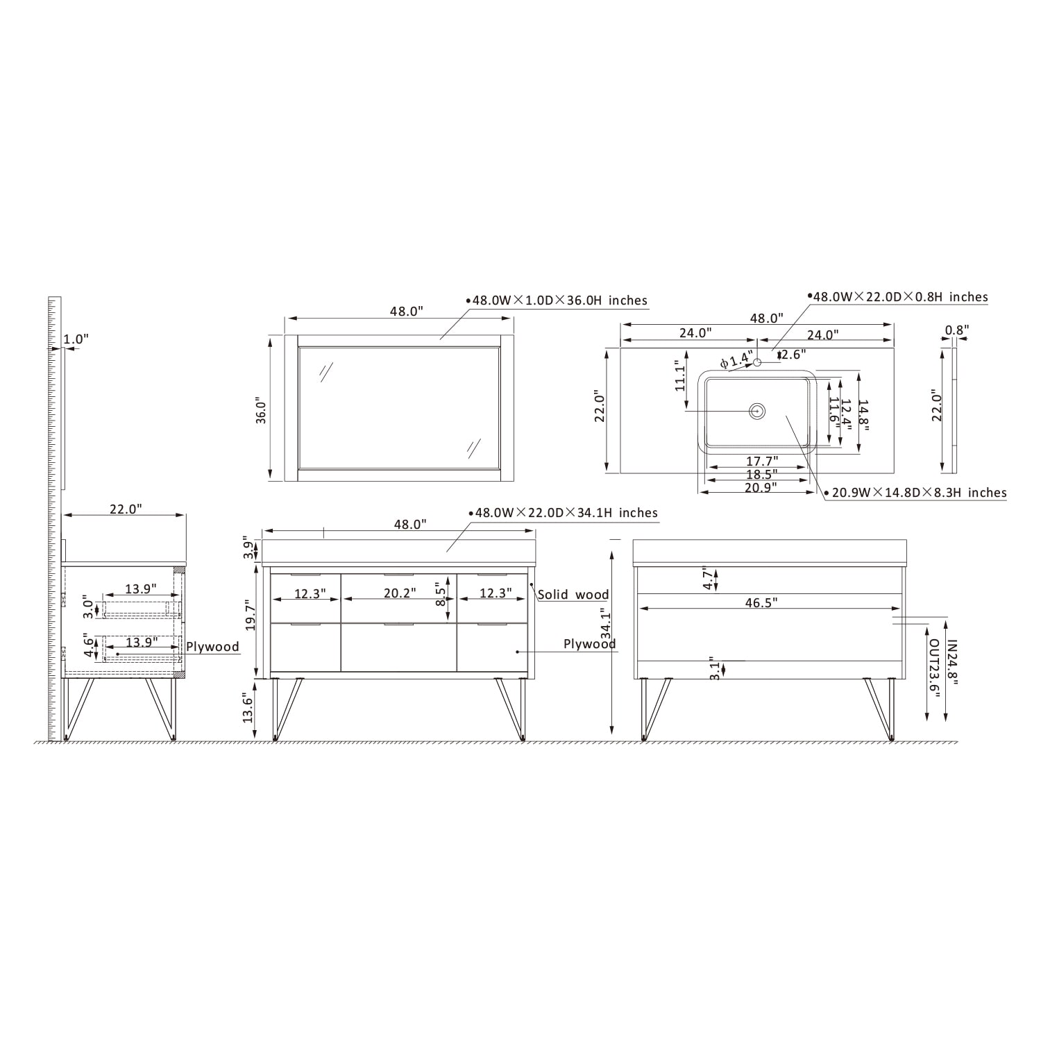 Altair 548048-WH-CG Bath-Vanity-Combo - View #10