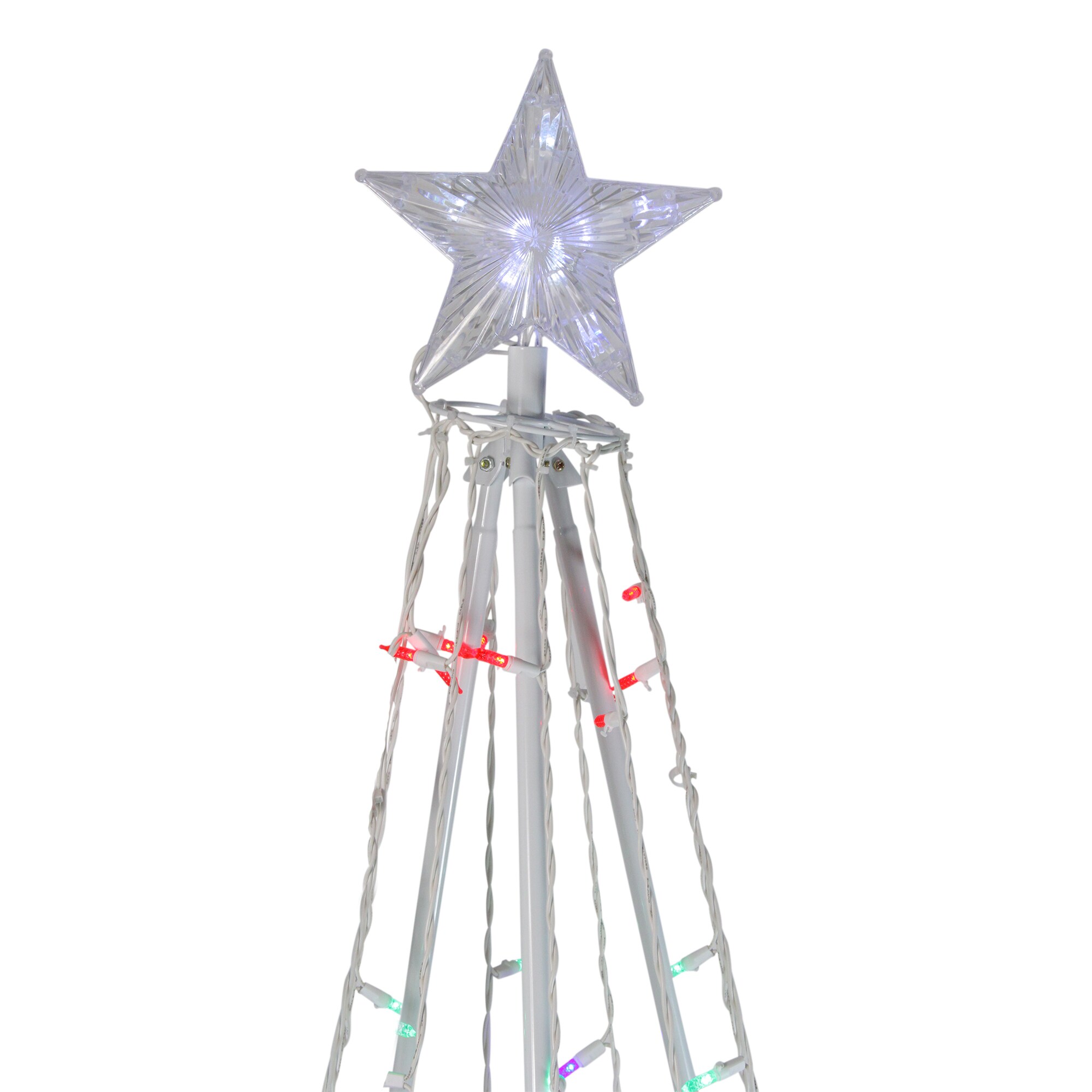 Northlight 72-in Cone Tree Free Standing Decoration with Multicolor LED ...