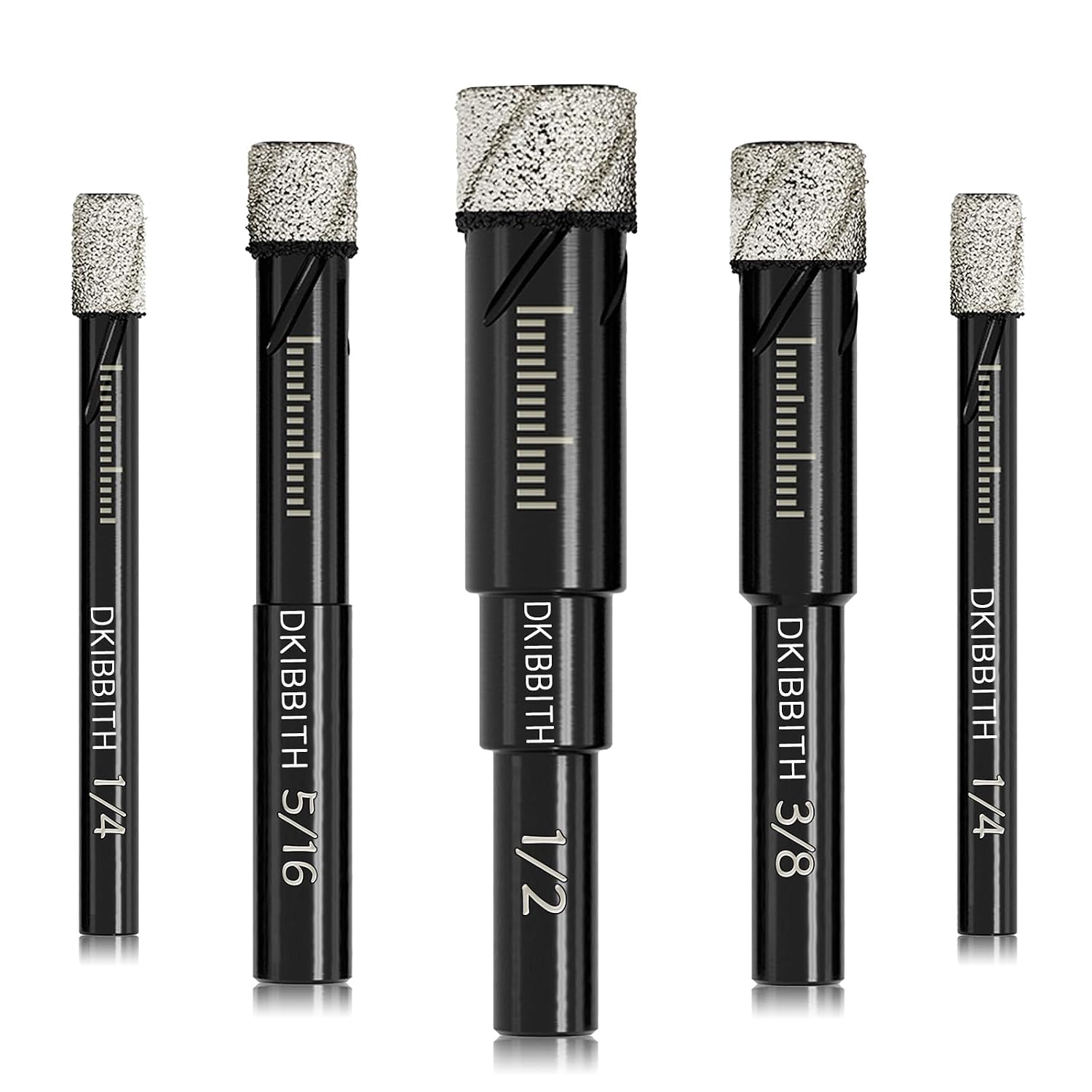 DKIBBITH 5-Piece Dry Diamond Drill Bit Set for Tile Porcelain Ceramic Granite Marble Glass Stone with Storage Case Round Shank 1/4in 5/16in 3/8in 1/2in #Y1-B08ZYXTLBD