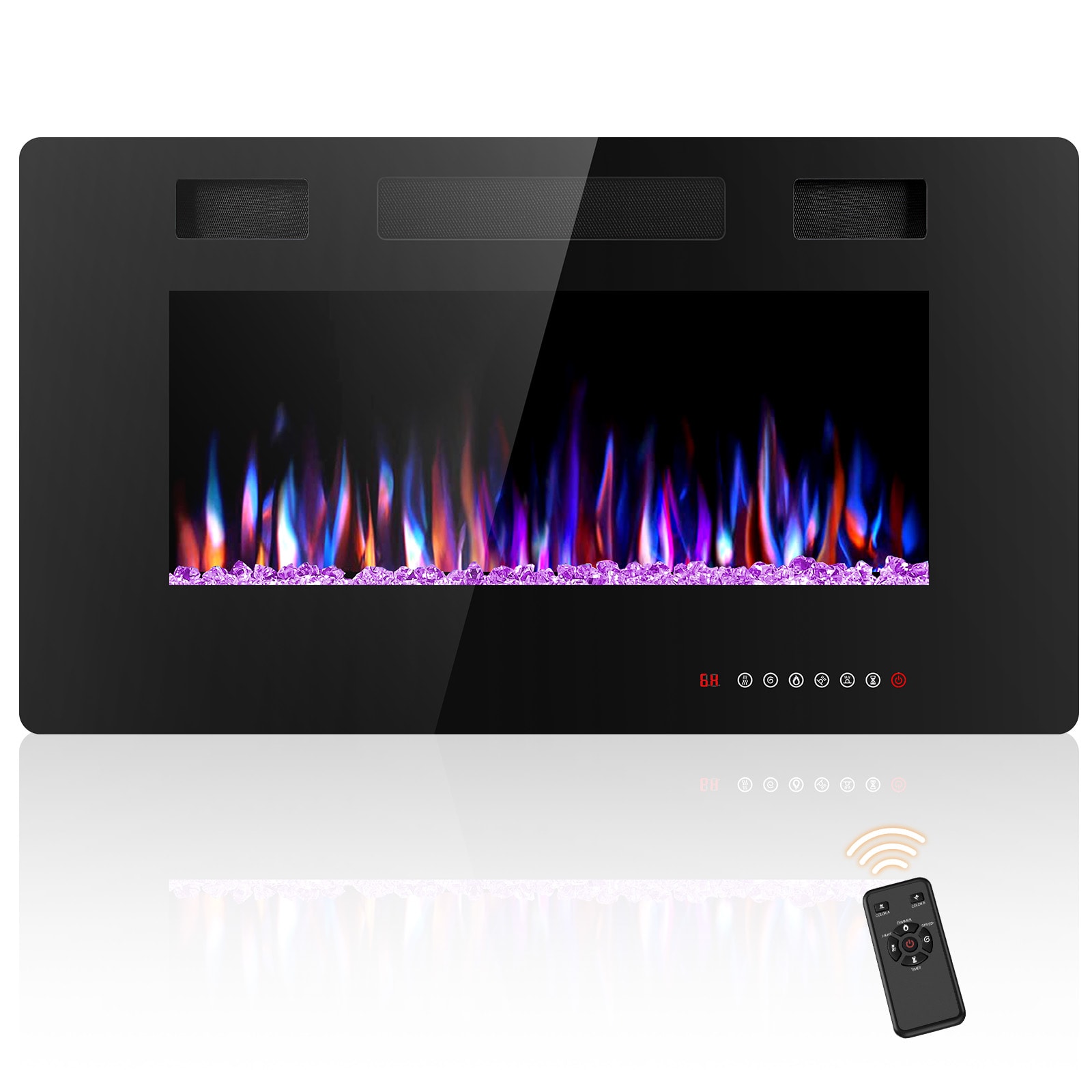 COWSAR LSFPC3-30 30-in W Black Wall mount Infrared quartz Wall-mount Electric Fireplace with Remote Control Included