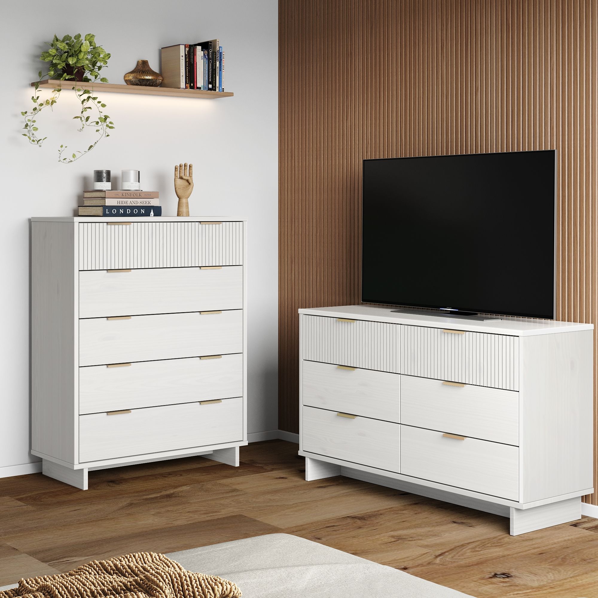 Manhattan Comfort GRAN061 White Full Bedroom Set