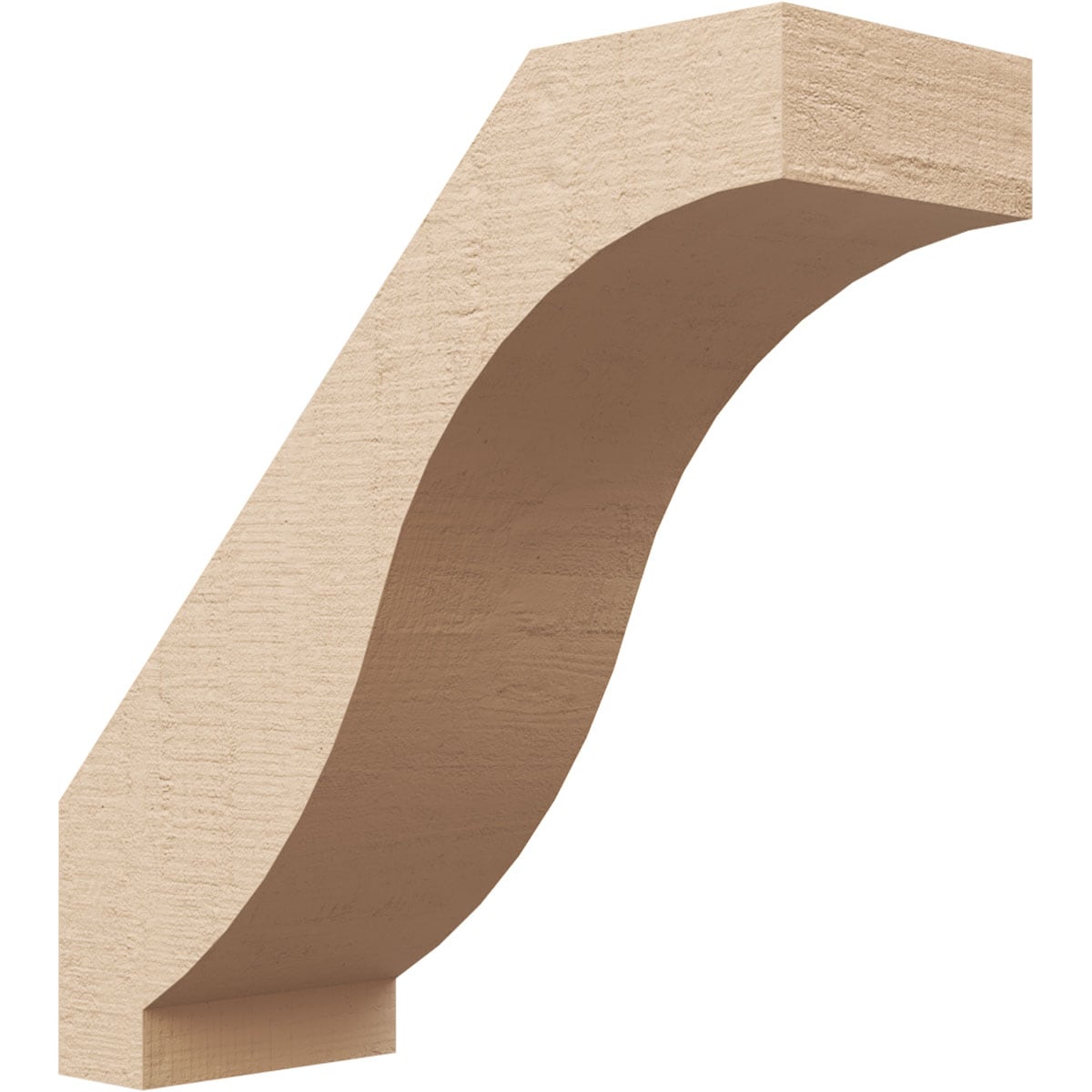 Ekena Millwork BRCUR05X14X14BKRRCPR 5-in x 14-in x 14-in Primed Urethane Baker Rough Cedar Woodgrain TimberThane Knee Brace