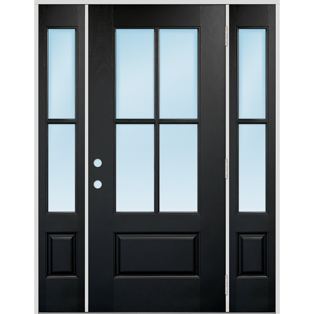 Greatview Doors FGK531SL3612L-6 62-in x 80-in x 6-9/16-in Fiberglass 3/4 lite Left-hand outswing Black Painted Front Door with Sidelights Insulating core