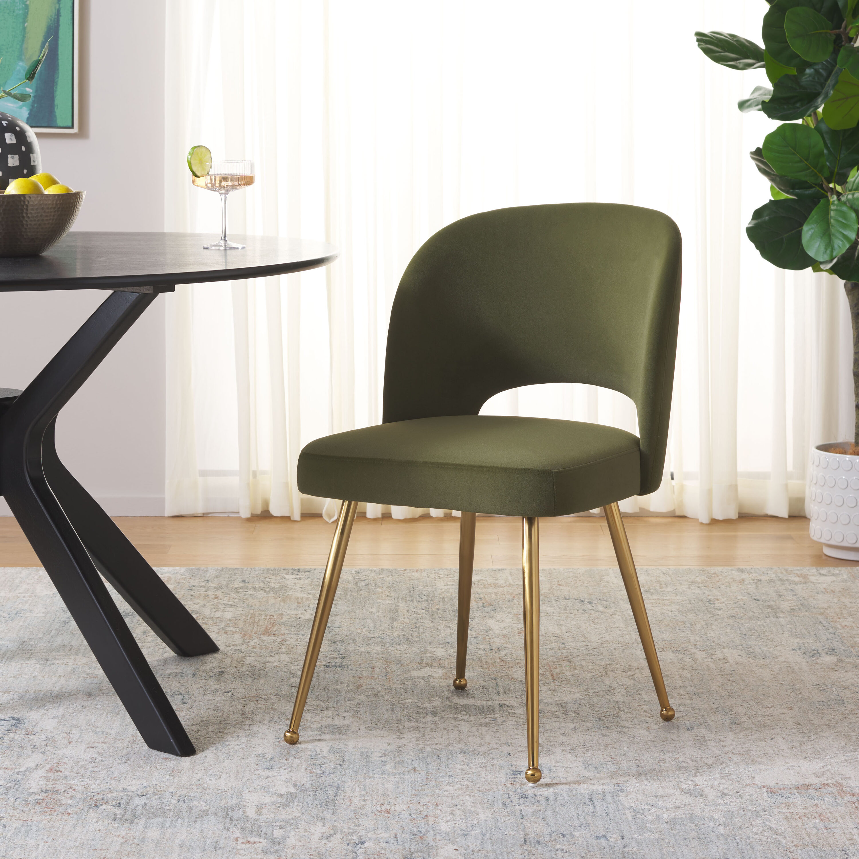 Safavieh DCH1104A Aspyn Contemporary/Modern Velvet Upholstered Dining Side Chair (Metal Frame)