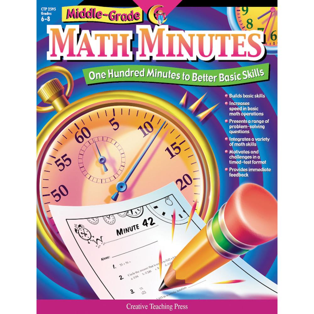 Creative Teaching Press CTP2595 Middle-grade Math-Minutes Book Activity Book