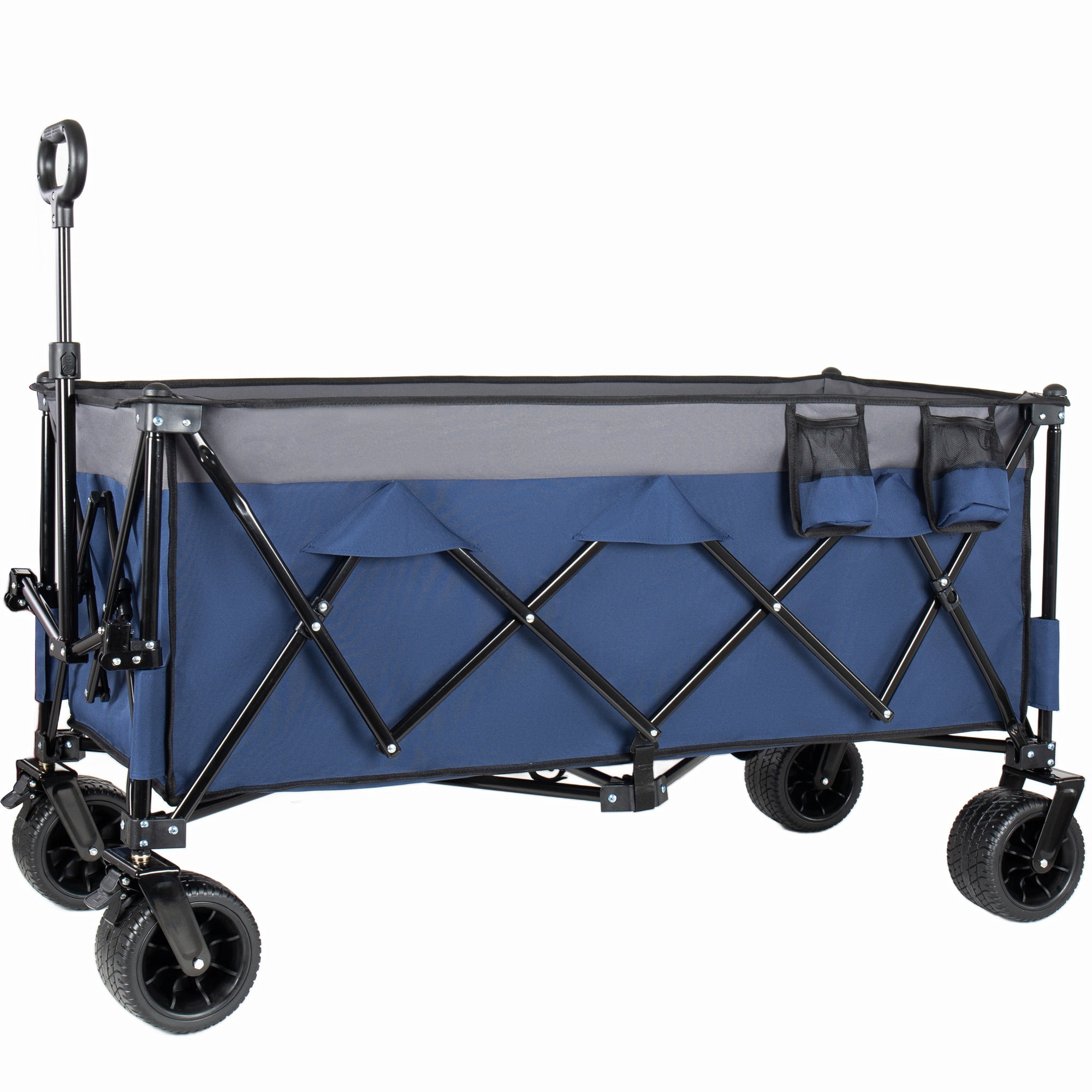 Misopily  44.3 inch x 20 inch x 17 inch heavy duty foldable utility wagon 480 lb ultra stable frame 1 to 6 space saving collapsible for beach sports garden