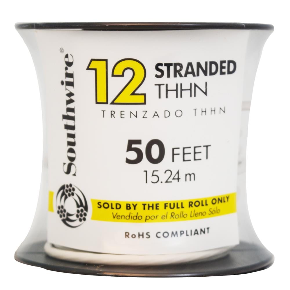 Southwire 50-ft 12-AWG Stranded Black Copper Thhn Wire (By-the-roll) in the  TFFN & THHN Wire department at