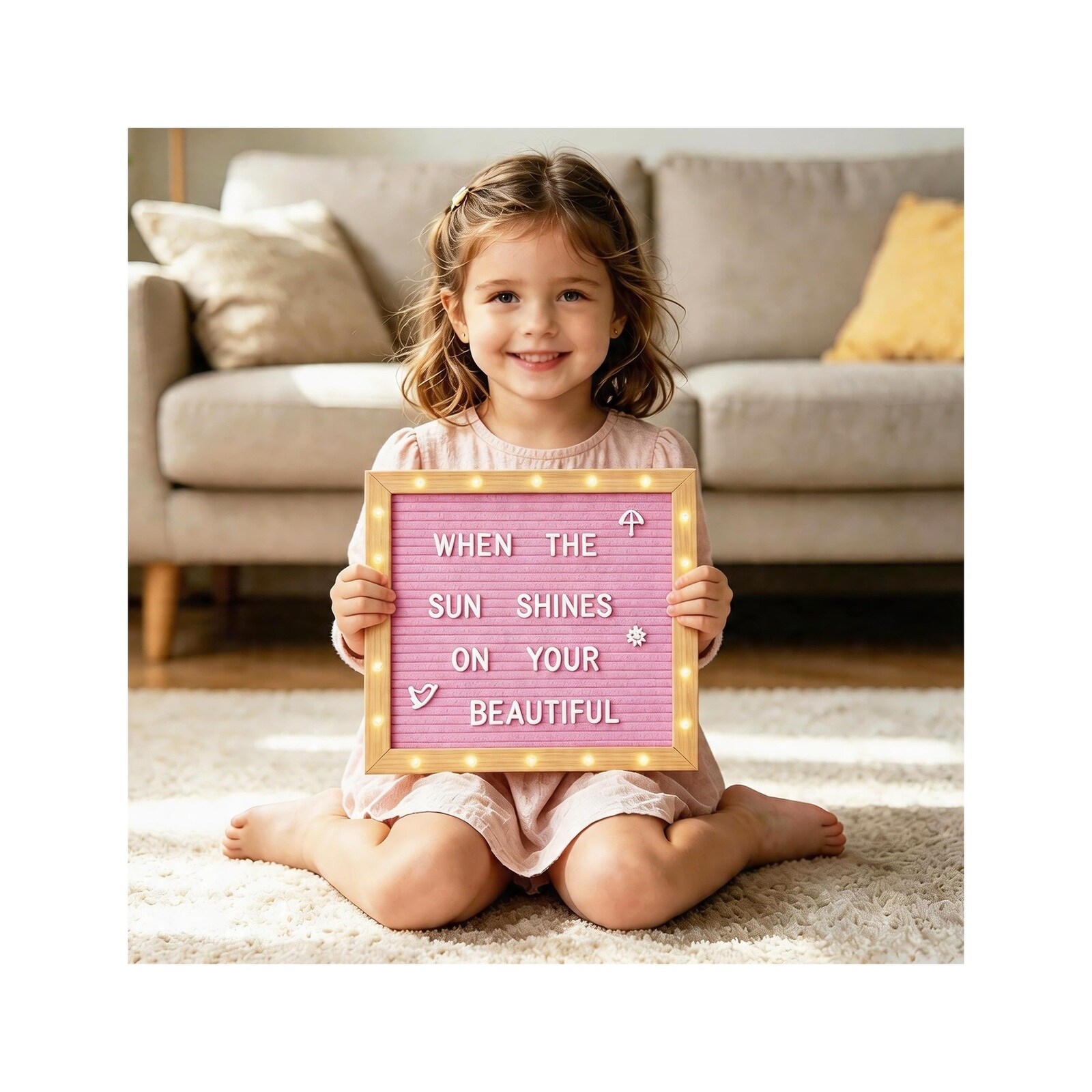 Misopily Felt Letter Board with LED Lights 10x10 inch Changeable ...