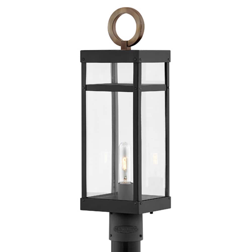 Porter Black and Bronze Outdoor LED Post Lantern
