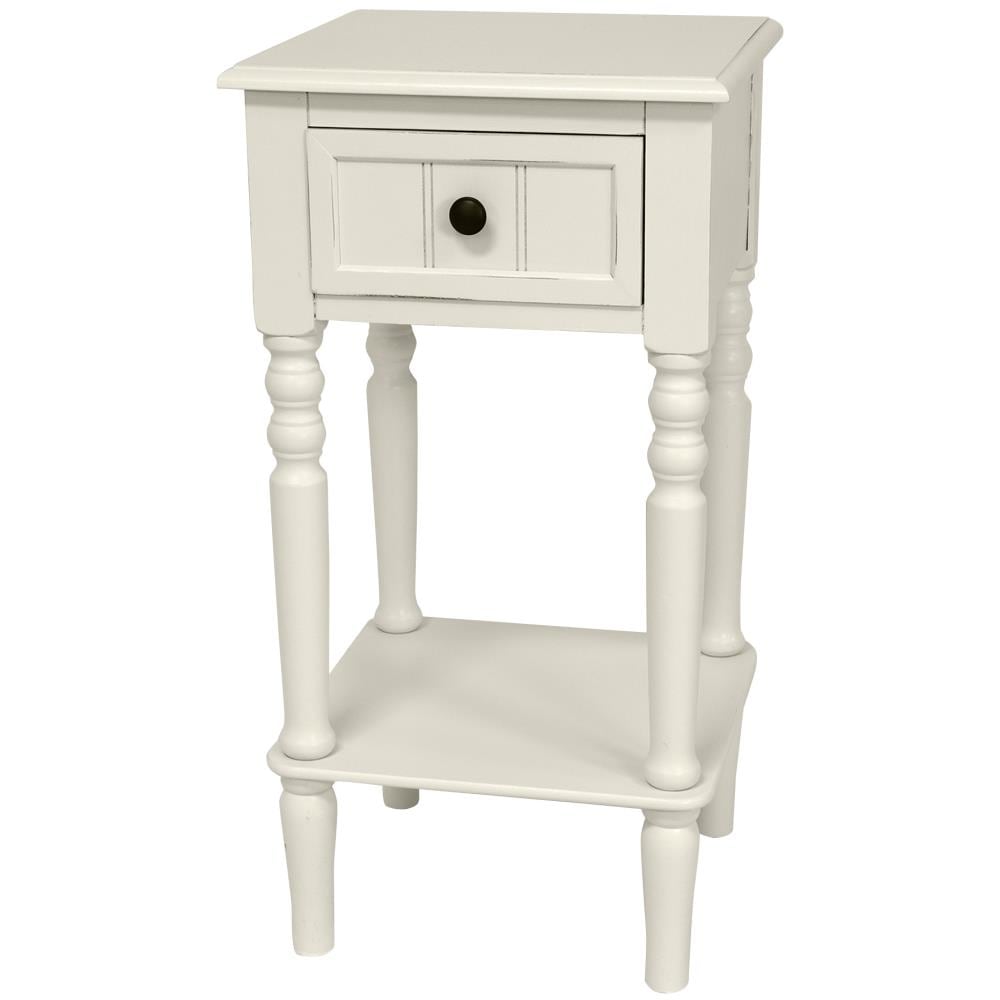 Red Lantern XA-TABLE1-WHT Oriental Furniture 14.25-Inches W x 27.75-Inches H White Wood Square Oriental End Table Assembly Required