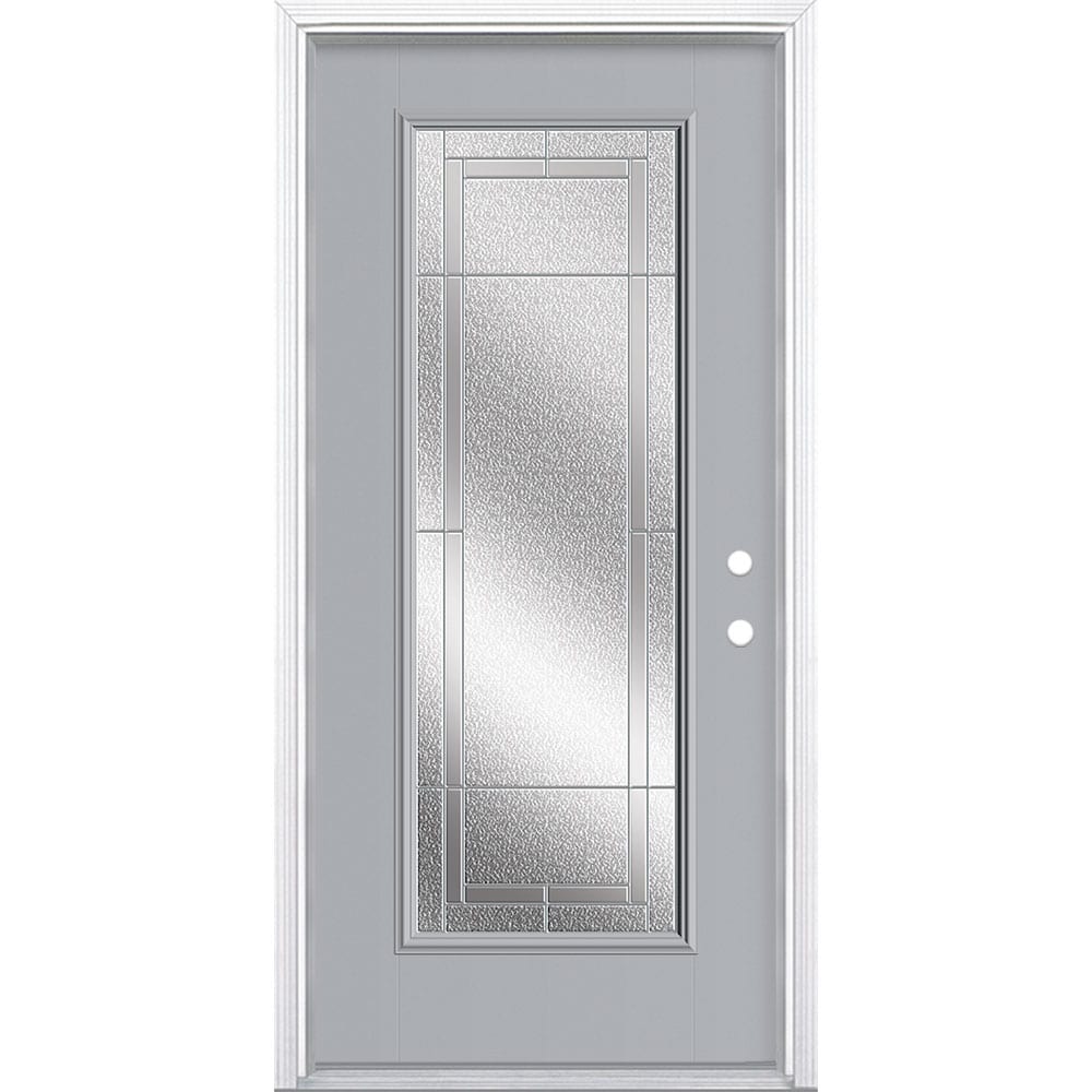 Masonite 3420135 Focus 36-in x 80-in x 4-9/16-in Fiberglass Full lite Left-hand inswing Evergreen Painted Prehung Front Door with Brickmould Insulating core