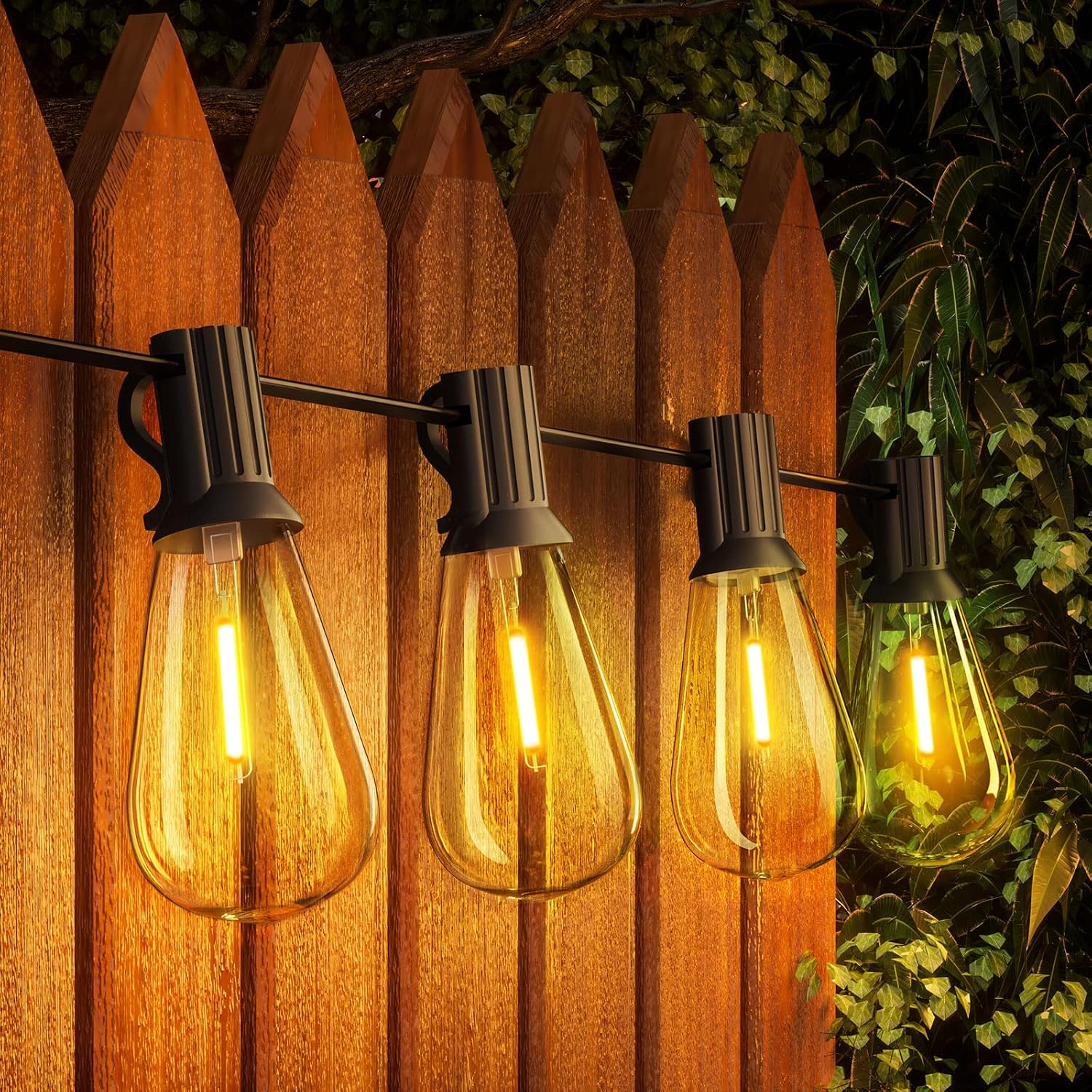 Luupatchy 30 ft Waterproof Outdoor String Lights with 16 Dimmable ST38 Shatterproof LED Globe Bulbs 2700K Warm White Connectable for Patio Backyard Gazebo Porch Garden