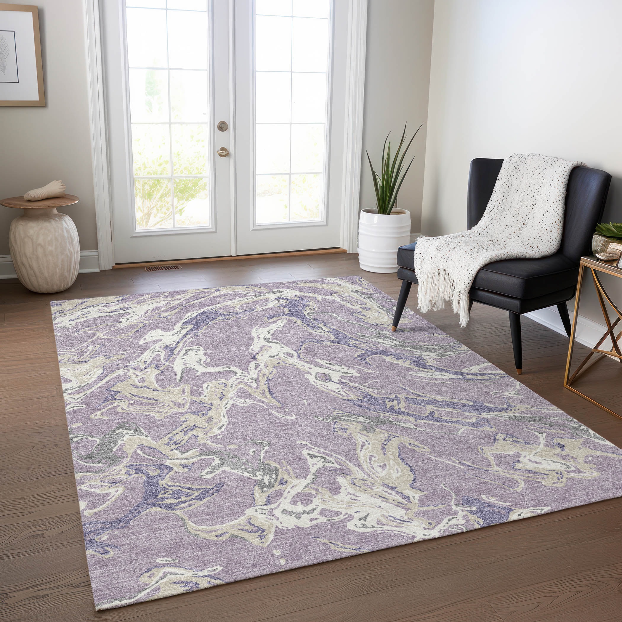 Addison Rugs ACN1035LV3X5 Chantille ACN1035LV 3 x 5 (ft) Polyester Lavender Rectangular Indoor/Outdoor Geometric Machine washable Area rug