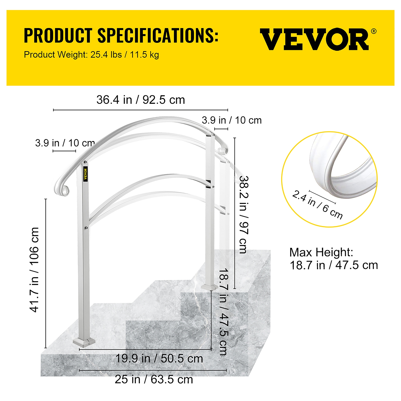 VEVOR 3FTHWTYFSWHITE001V0 railings - View #8