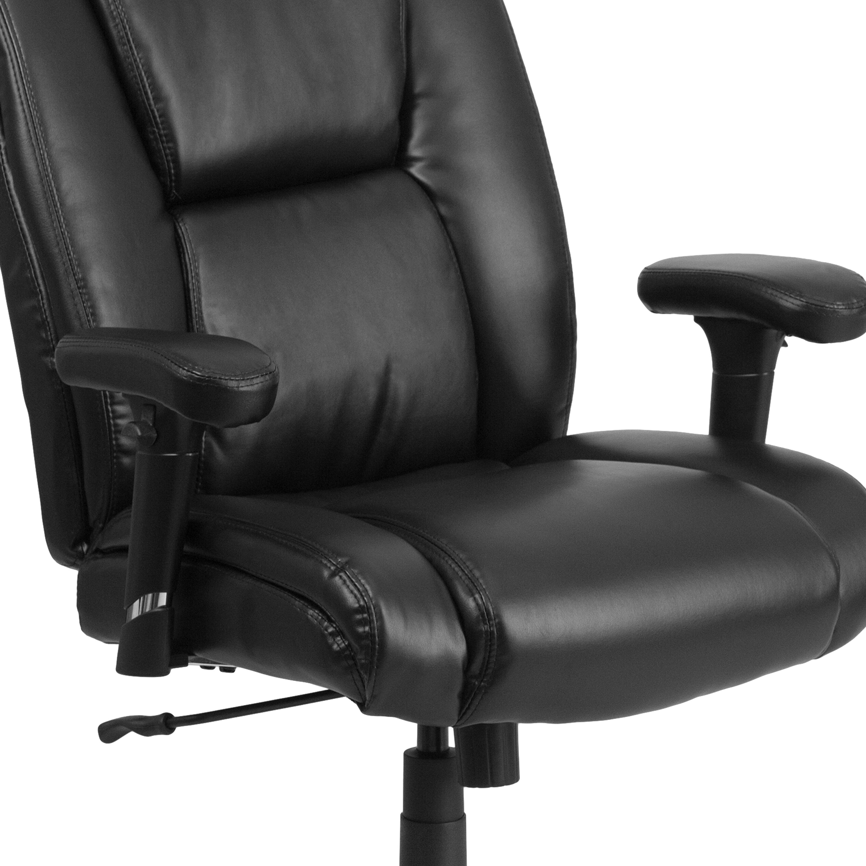 ErgoFlex Black LeatherSoft 360° Swivel Office Chair with Adjustable Arms