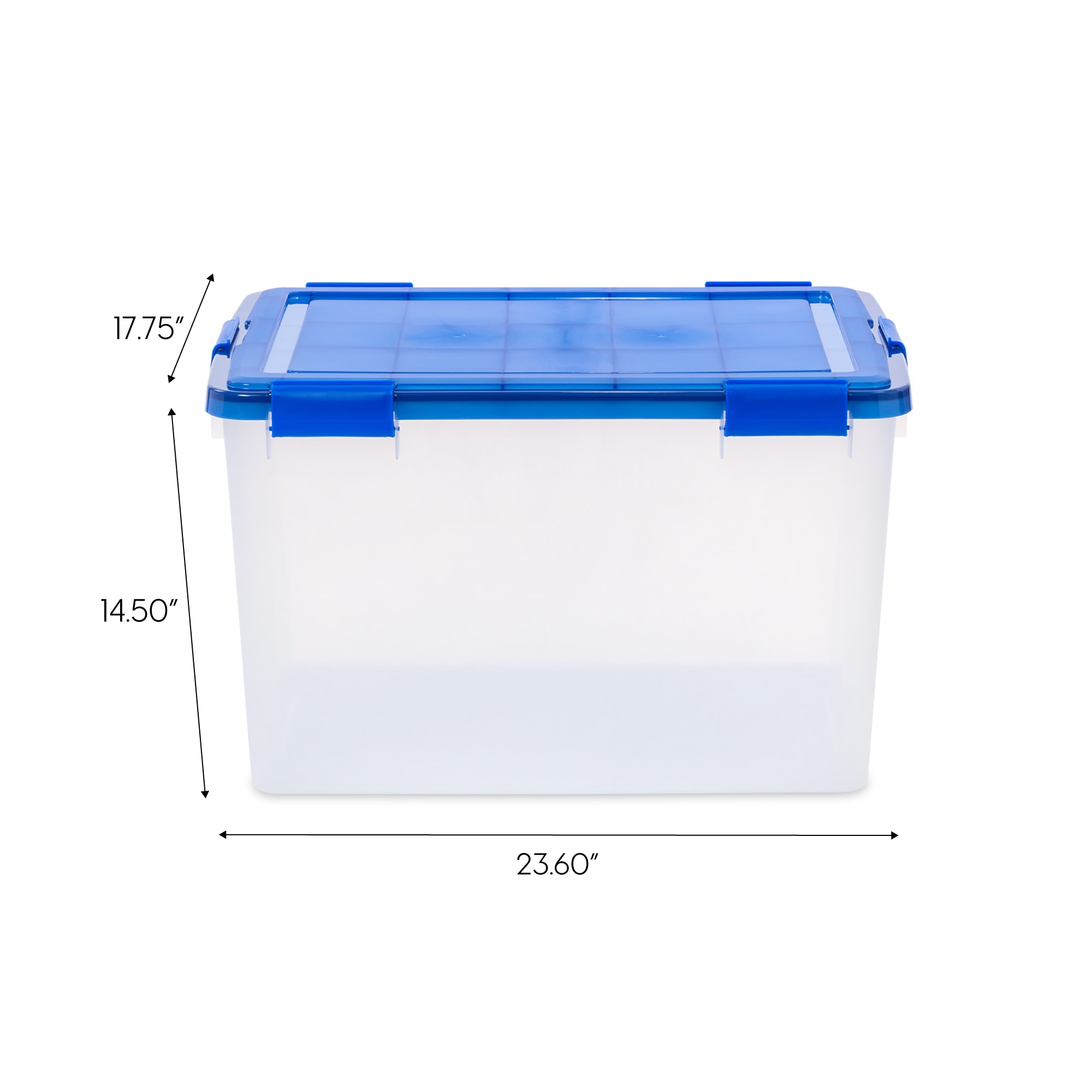 HART 18 Gallon Water Resistant Plastic Storage Bins, Black with Blue Lid