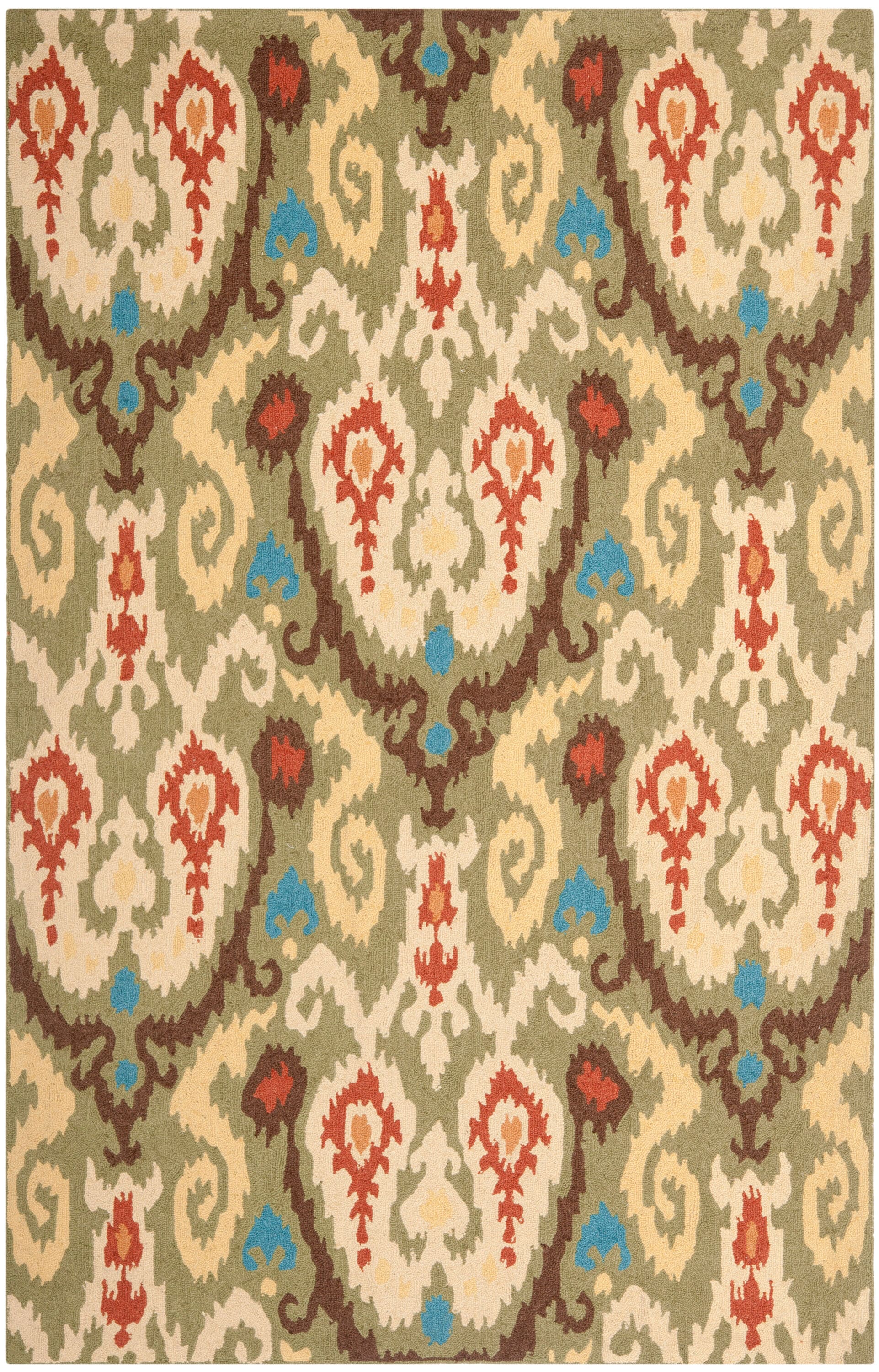 Ivory Floral Wool Rectangular Reversible Rug, 59"