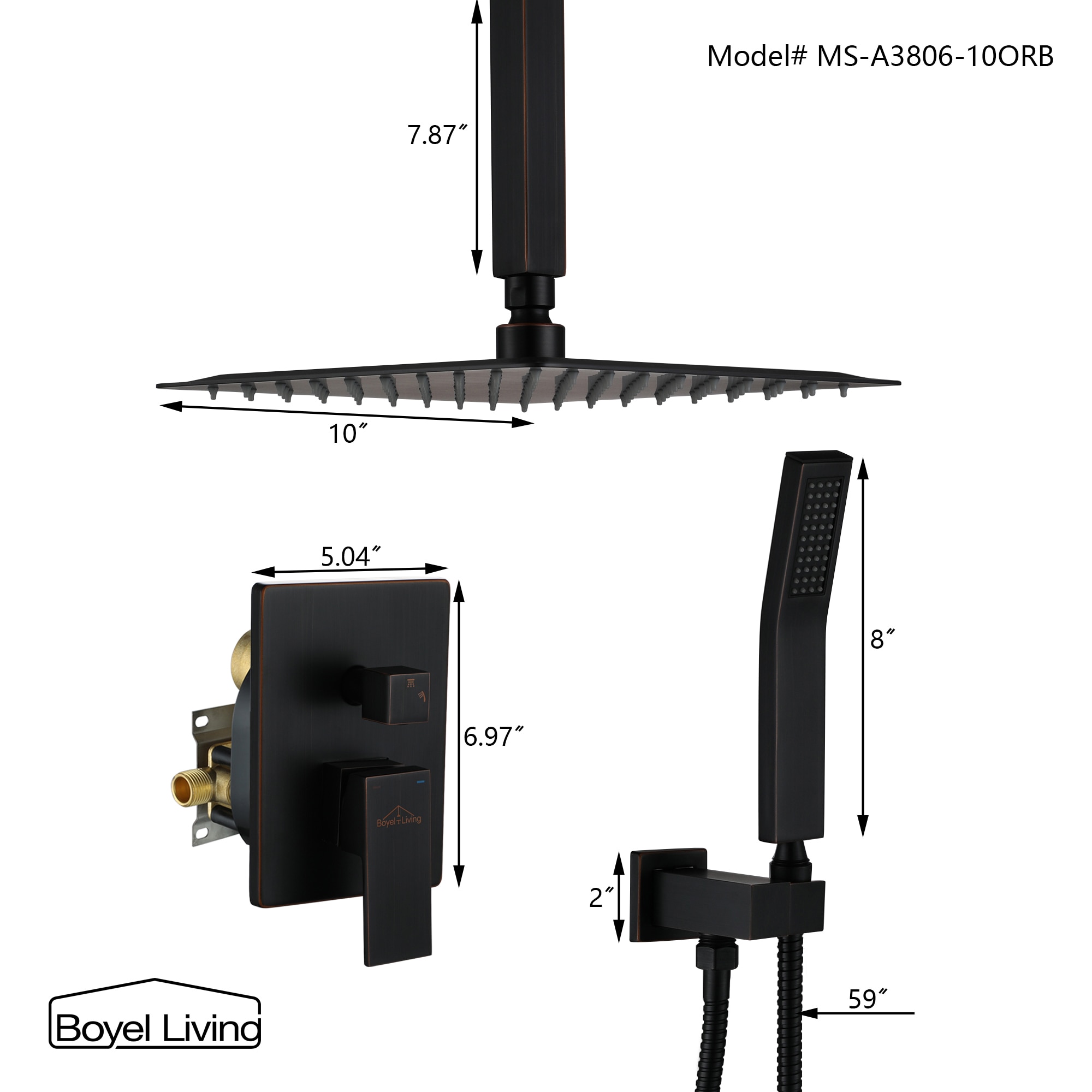 Clihome RB07HS3B Showerhead-Bar-Panels - View #2