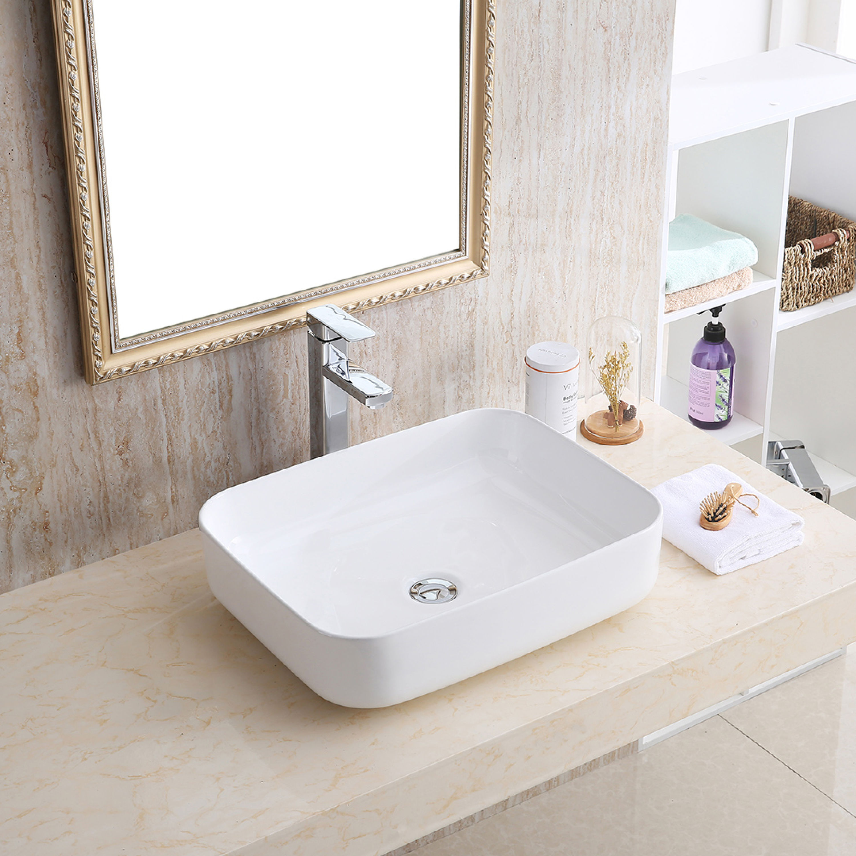 Karran VC-505-WH Valera Ceramic Vessel Rectangular Traditional White Bathroom Sink ( 20-Inches x 15.875-Inches )