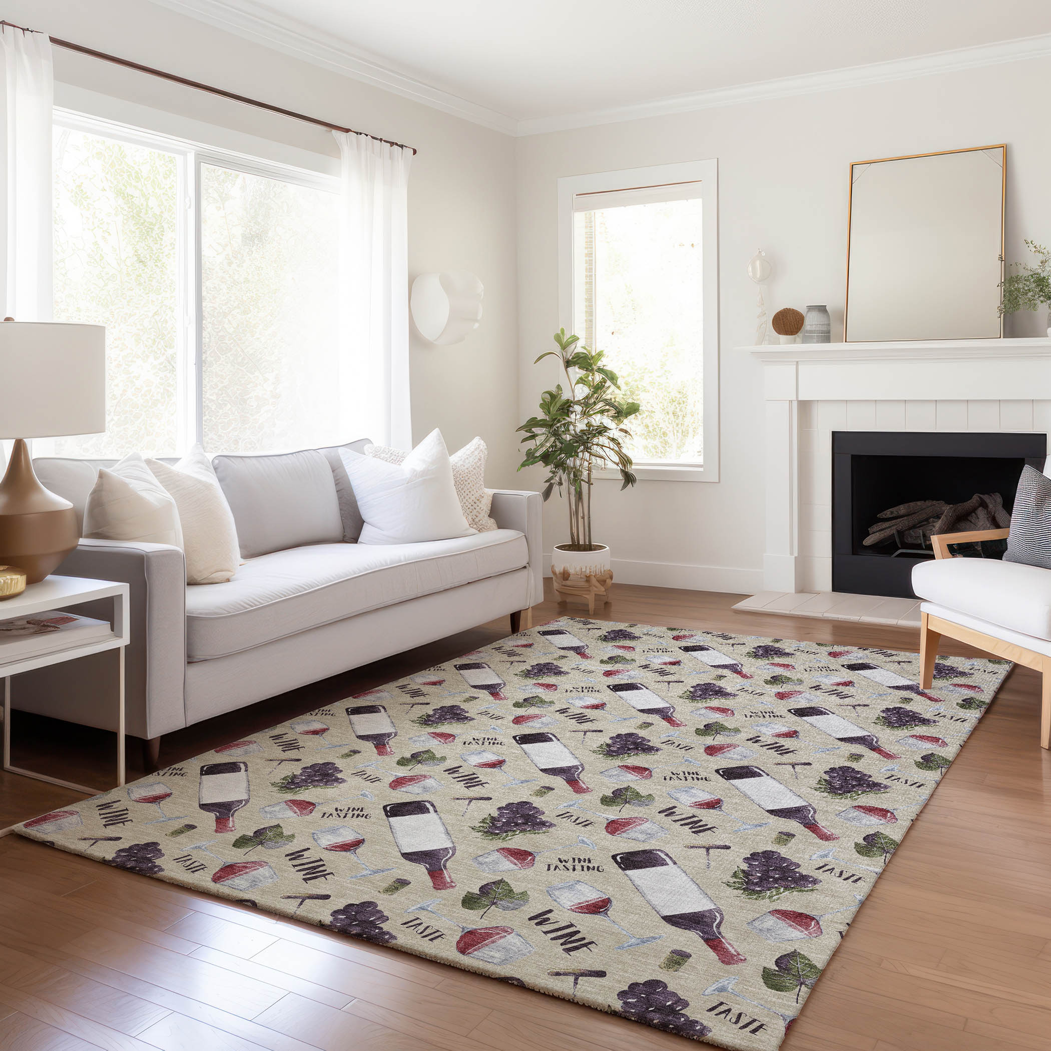 Addison Rugs AMF169IV3X5 Mayfield AMF169IV 3 x 5 (ft) Loomed Polyester Ivory Rectangular Indoor Geometric Machine washable Area rug