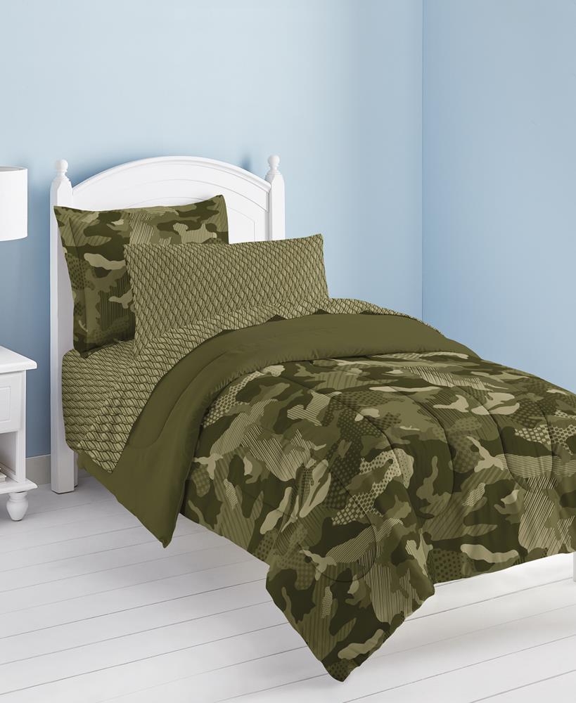 Dream Factory Geo Camo 5 Piece Multi, Military Twin Bed Set