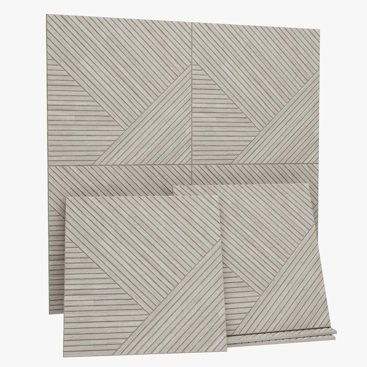 IdealHouse 8Pcs Acoustic Wall Panels 23.62x23.62x0.35 in High-Density Polyester Sound Absorbing Panels Art Acoustic Panels Decorative Wood Print Treatment