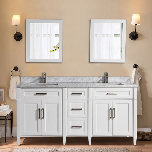 Vanity Art Savona 72-in White Undermount Double Sink Bathroom Vanity ...