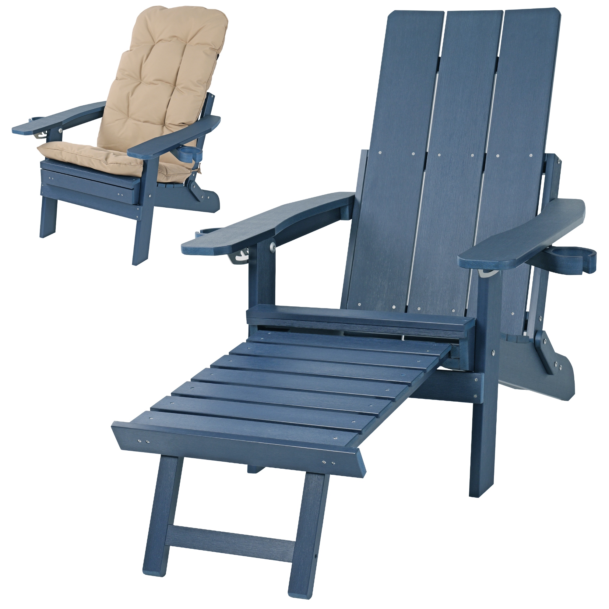 Fortune Candy LS001-NB 1 Seater Folding Adirondack Chair with Cup Holders