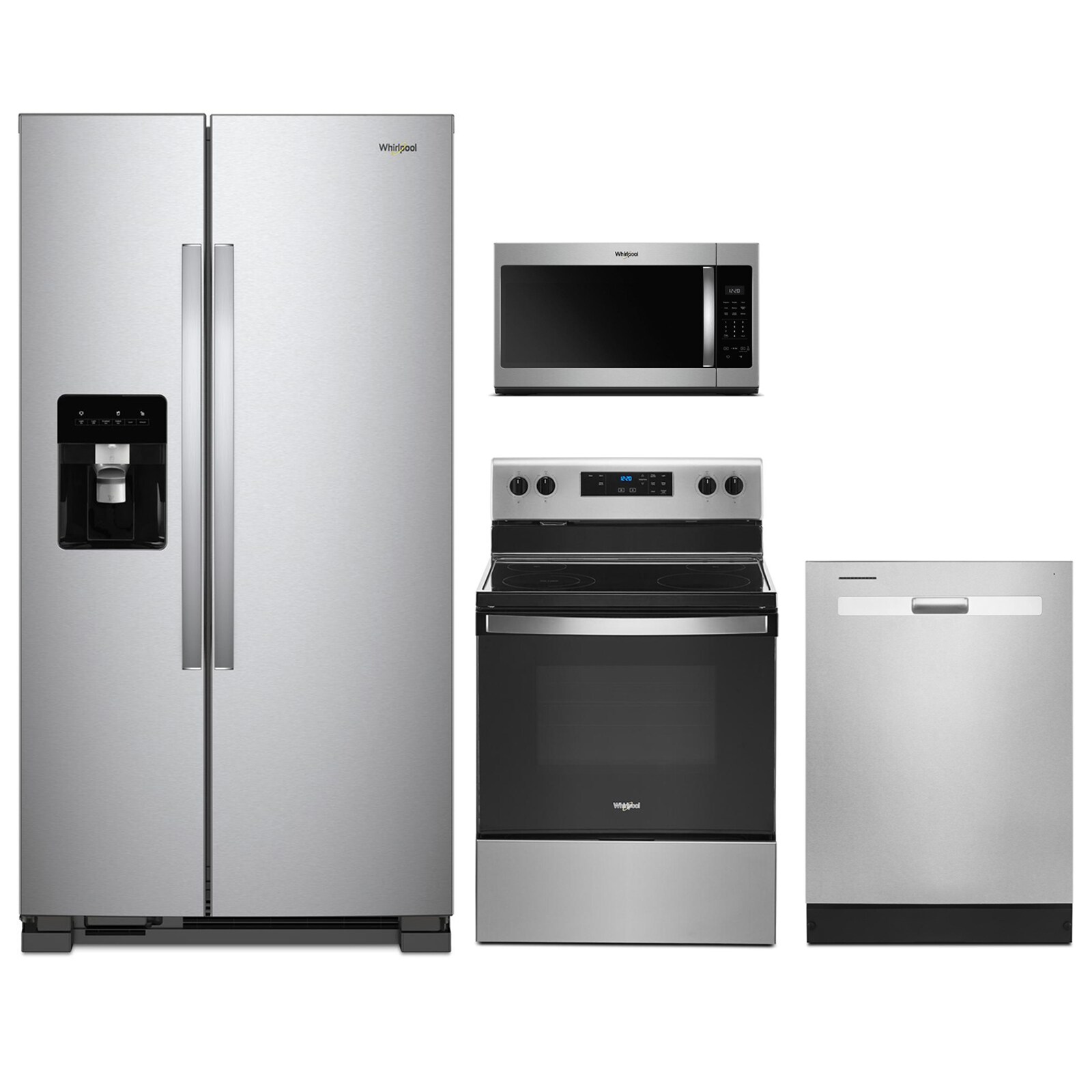 WHIRLPOOL 4pc Stainless Package with French door refrigerator WHI-4-PIECE-KITCHEN-PACKAGE