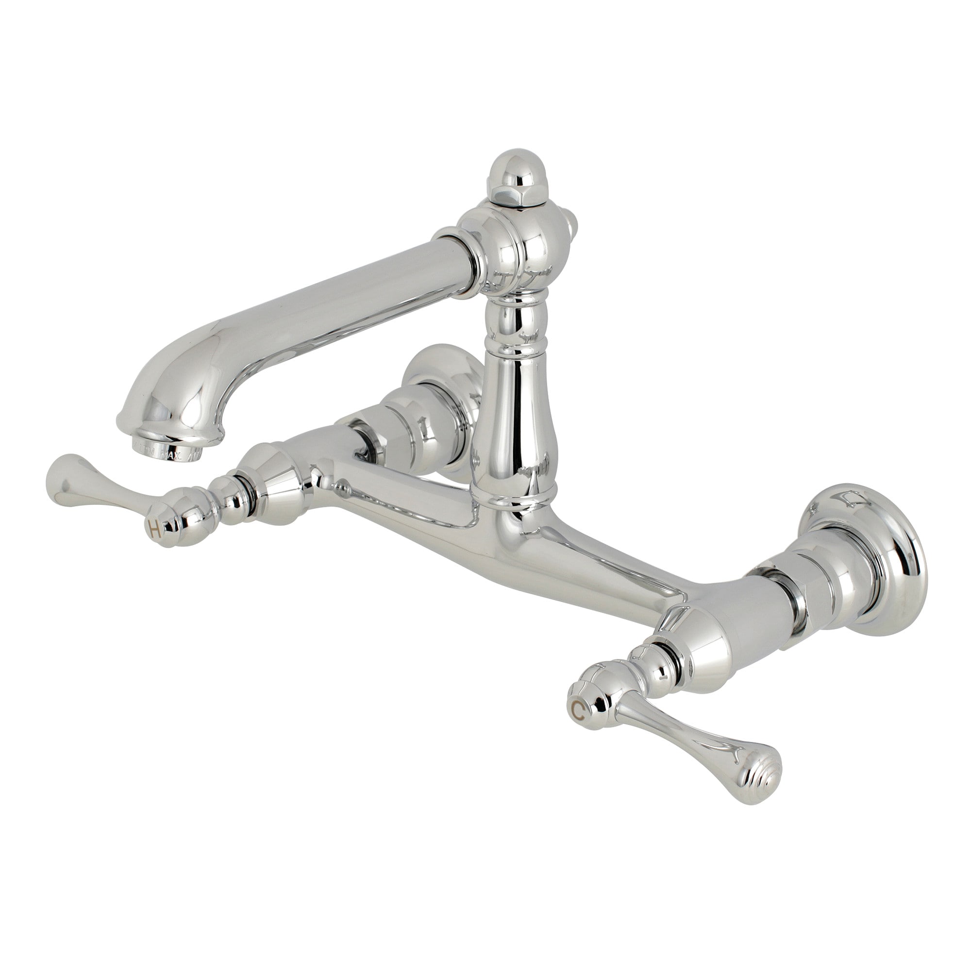 Kingston Brass WLKS7241BL English Country Polished chrome Wall-mount 2-handle Mid-arc Residential Handle Bathroom Sink Faucet