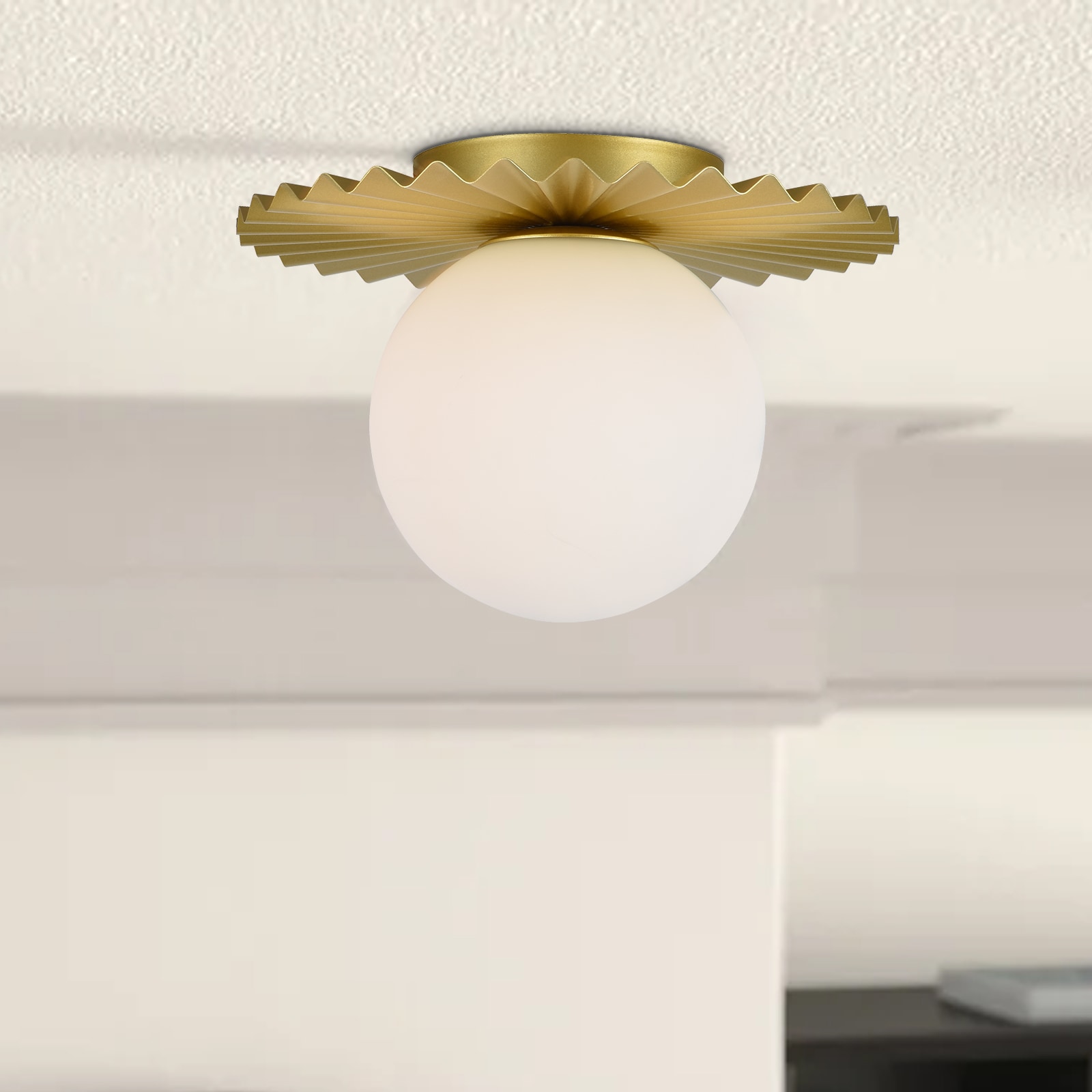 Maxax Abbey 9.84-in Gold Indoor 1 -Light Flush Mount Light