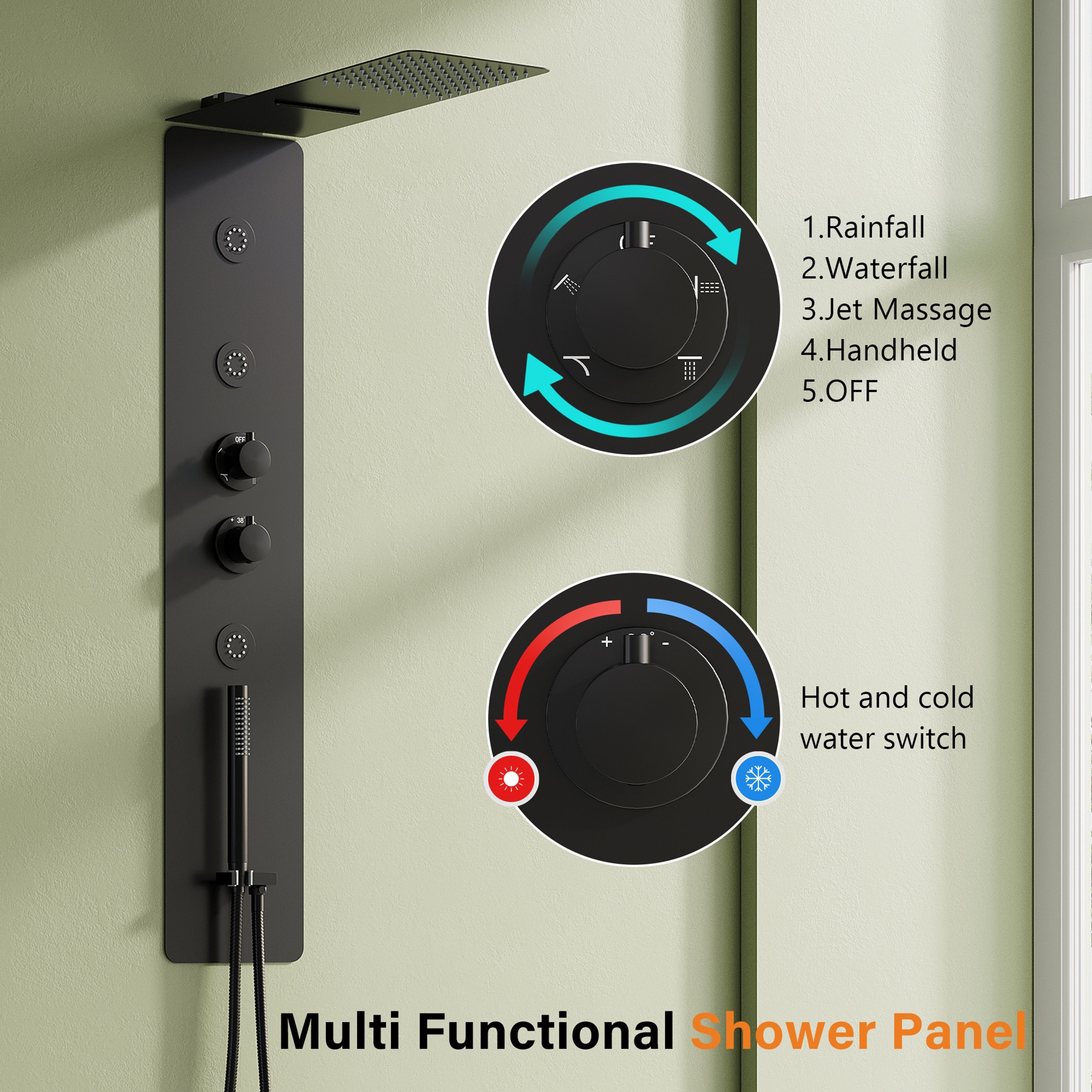 LIVIZA WB-85048-BG Showerhead-Bar-Panels - View #9