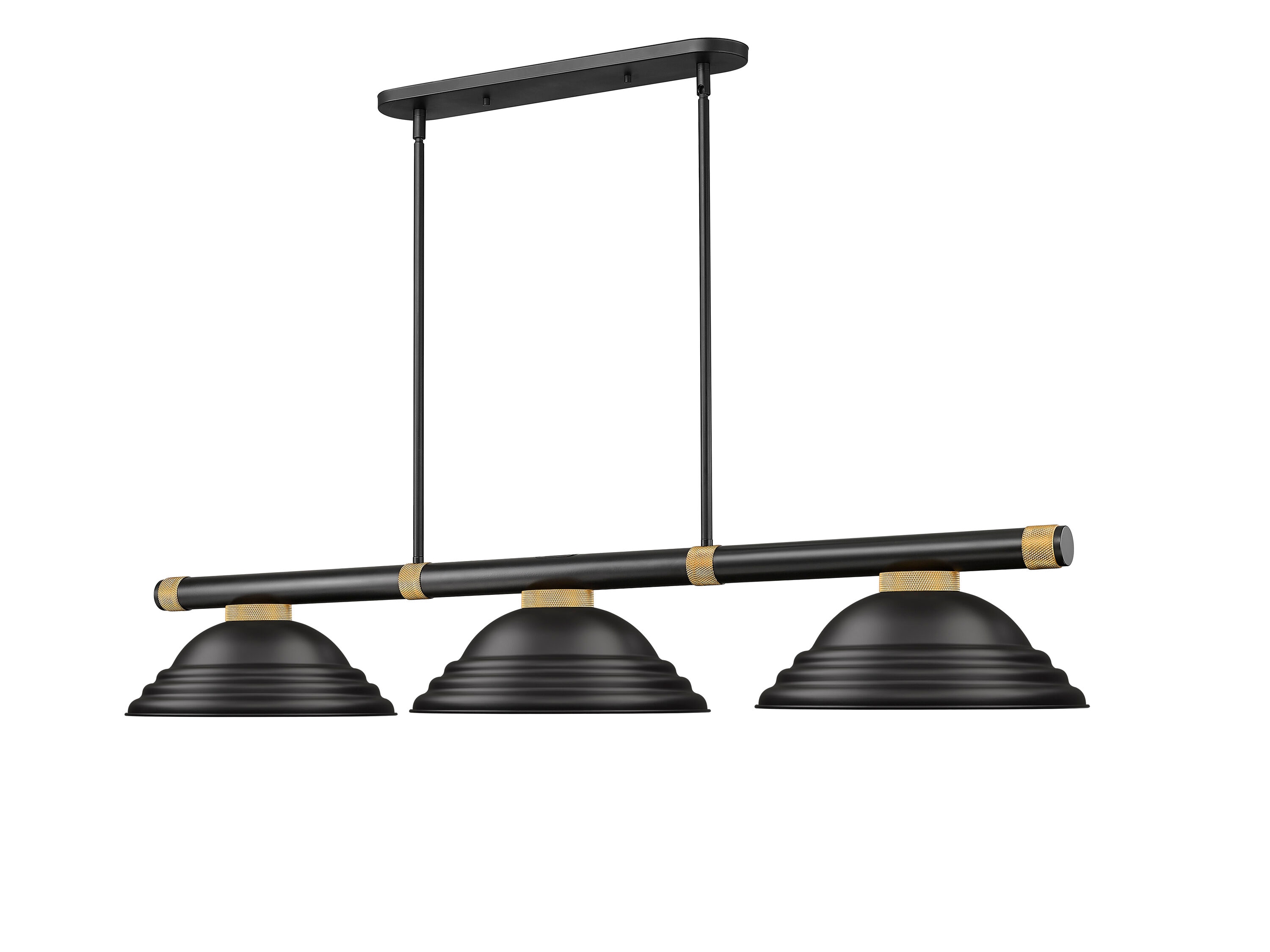 Z-Lite Vanguard 15.75in Matte Black + Rubbed Brass Fixture with Matte Black Steel Shade