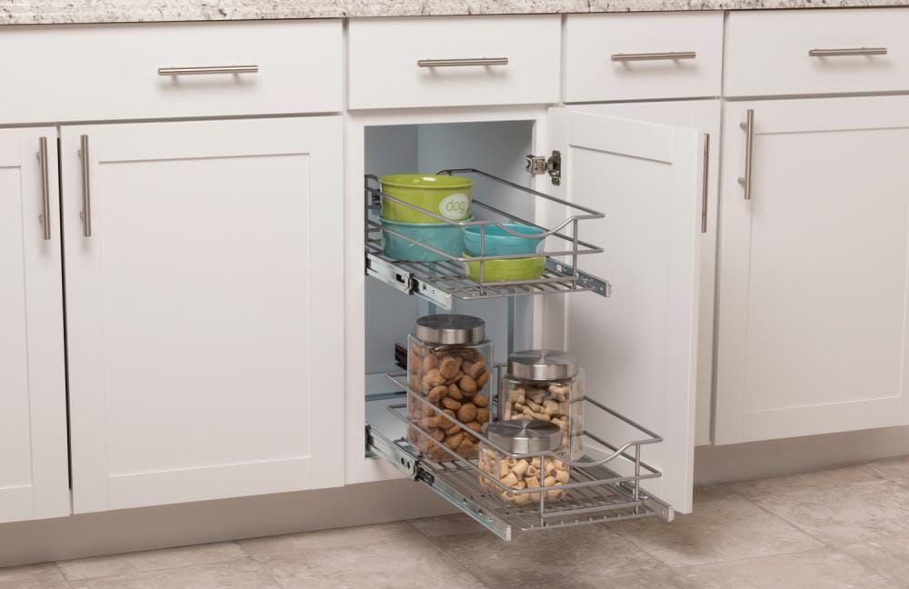 Simply Put 11-in W x 19.1875-in H 2-Tier Cabinet-mount Metal Soft Close  Pull-out Sliding Basket Kit in the Cabinet Organizers department at