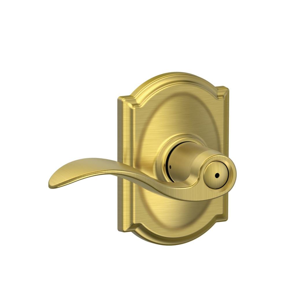 Schlage F40 ACC 608 Accent Door Lever, Bed & Bath Privacy Lock, Satin Brass  