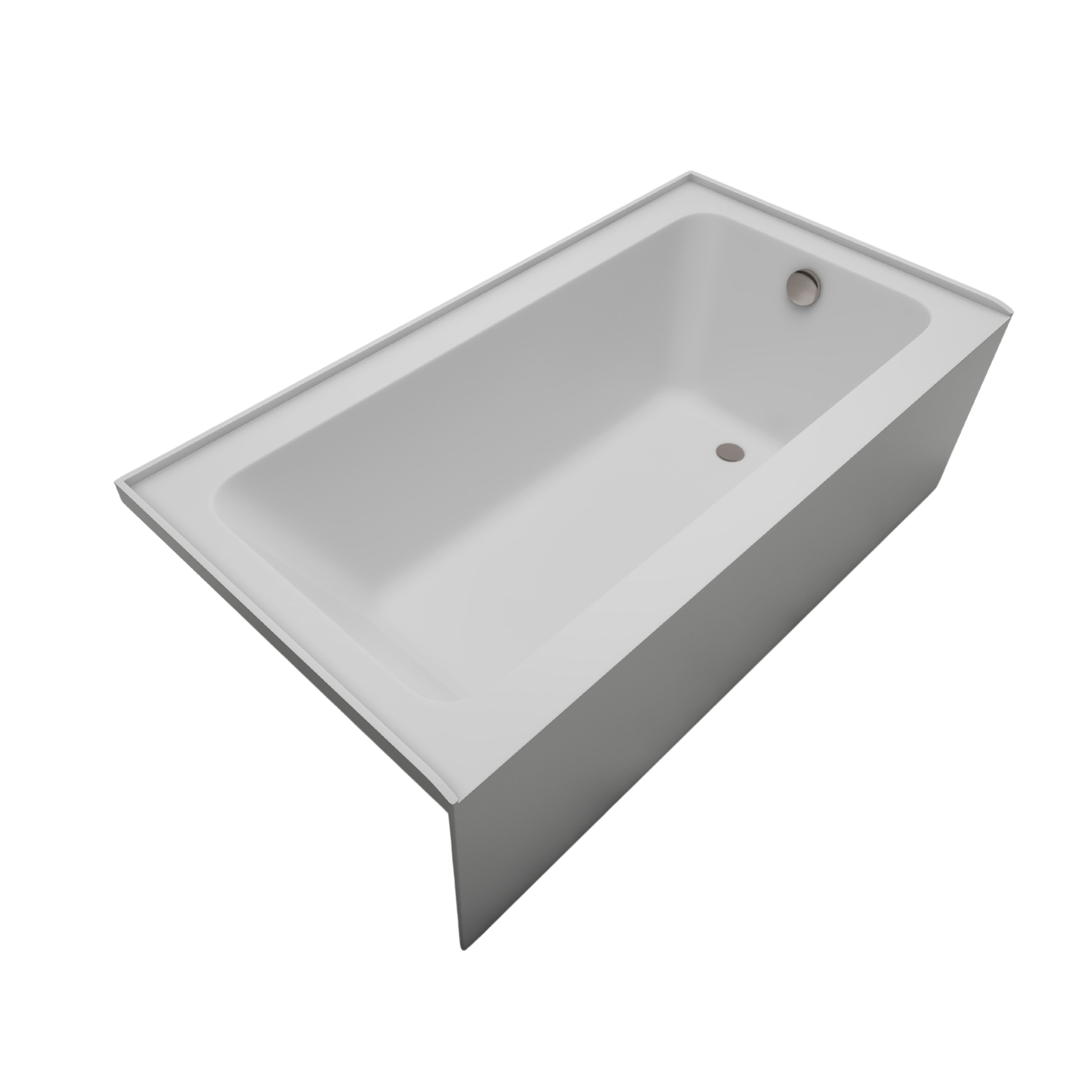 Vanity Art 32-in x 60-in White/Brushed Nickel Acrylic Rectangle Alcove Soaking Bathtub with Drain ( Center Drain )