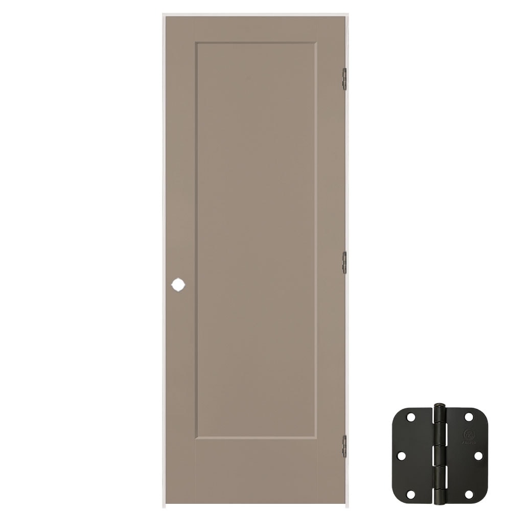 Masonite 5071521 24-in x 80-in Sand Piper Solid core 1-panel square Left hand Smooth Prefinished Molded composite Flat Jamb Single Prehung Interior Door