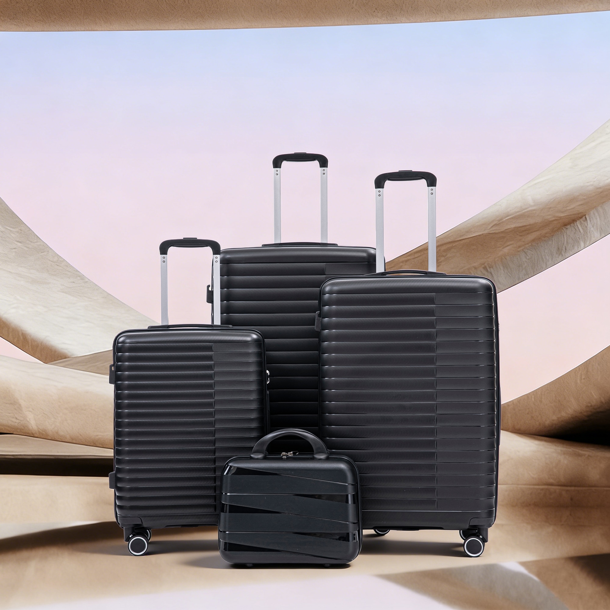KTMBDW 4 Piece Luggage Set Carry on Suitcase with ABS+PC hardshell