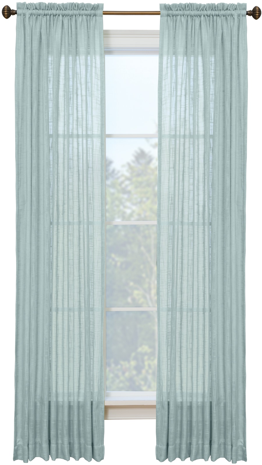 Style Selections 84-in Mineral Semi-sheer Rod pocket Single curtain panel